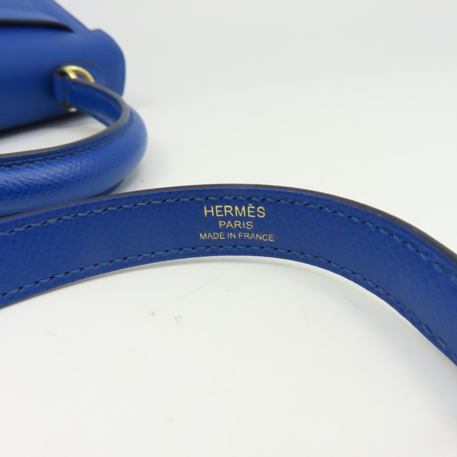 HERMES Epsom皮革Kelly 25 Sellier金扣手挽肩背兩用袋Bleu France法國藍色