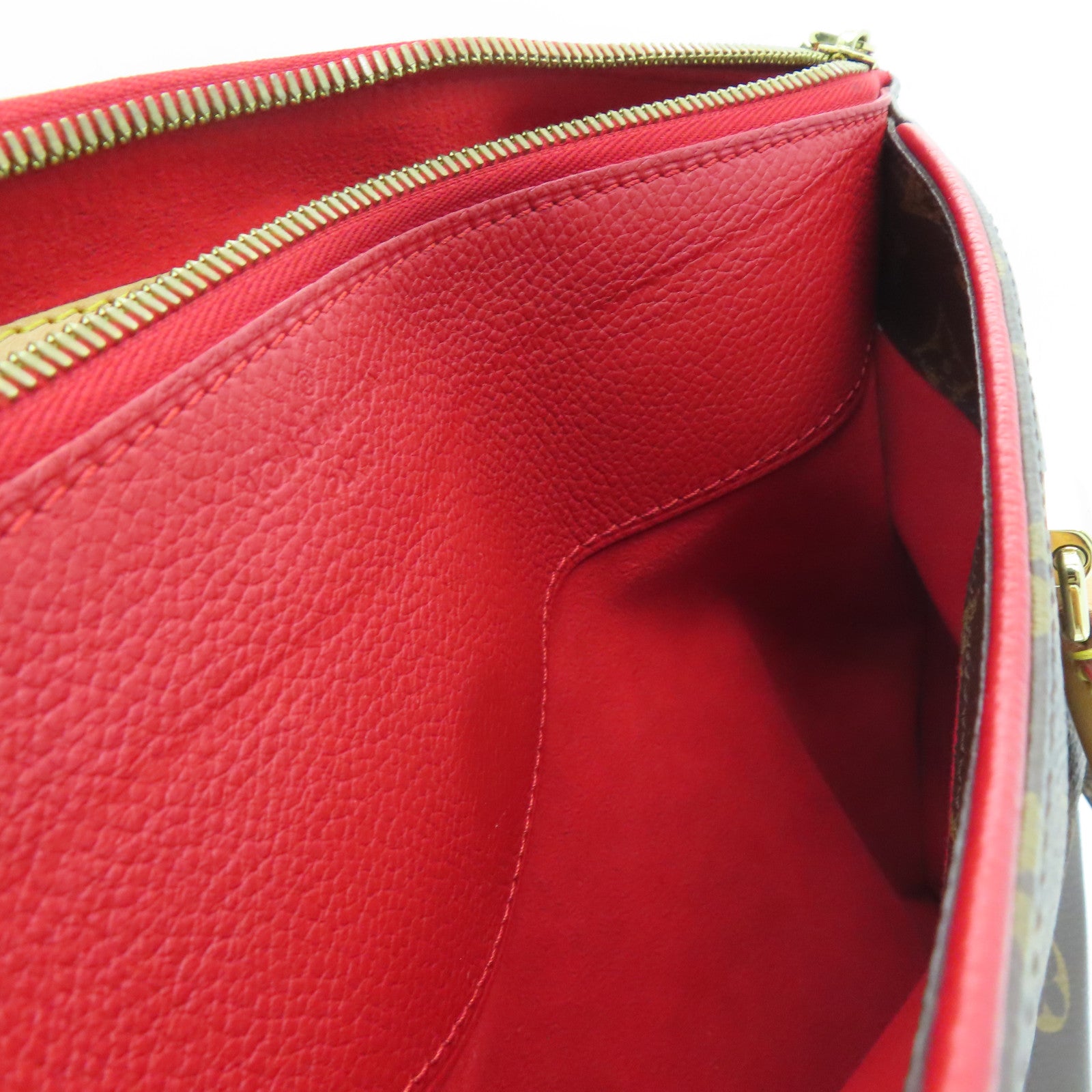 LOUIS VUITTON Monogram Pallas MM金扣手挽肩背两用袋啡色/红色