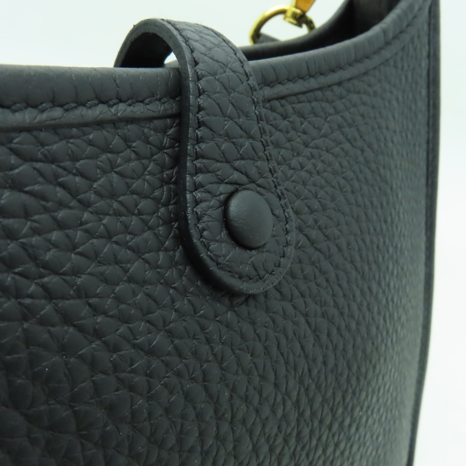 HERMES Clemence皮革Evelyne TPM金扣肩背袋黑色