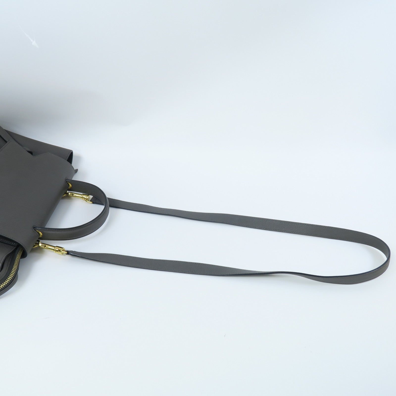 CELINE 牛皮皮革Belt Bag金扣手挽肩背兩用袋灰色