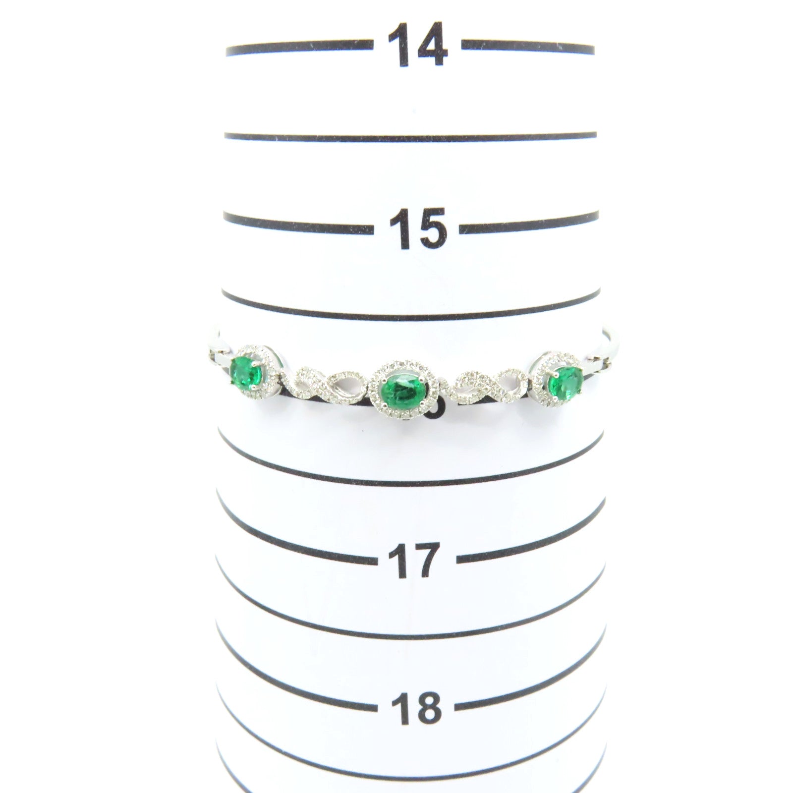 JEWELRY 18K白金Emerald Diamond Bracelet 0.90ct鑽石/0.43ct綠寶石手鏈