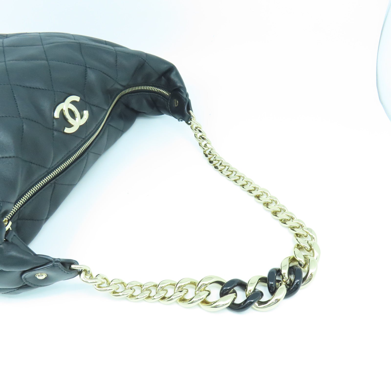 CHANEL 【激減優惠】菱格羊皮皮革Chain Shoulder金扣鏈帶肩背袋黑色