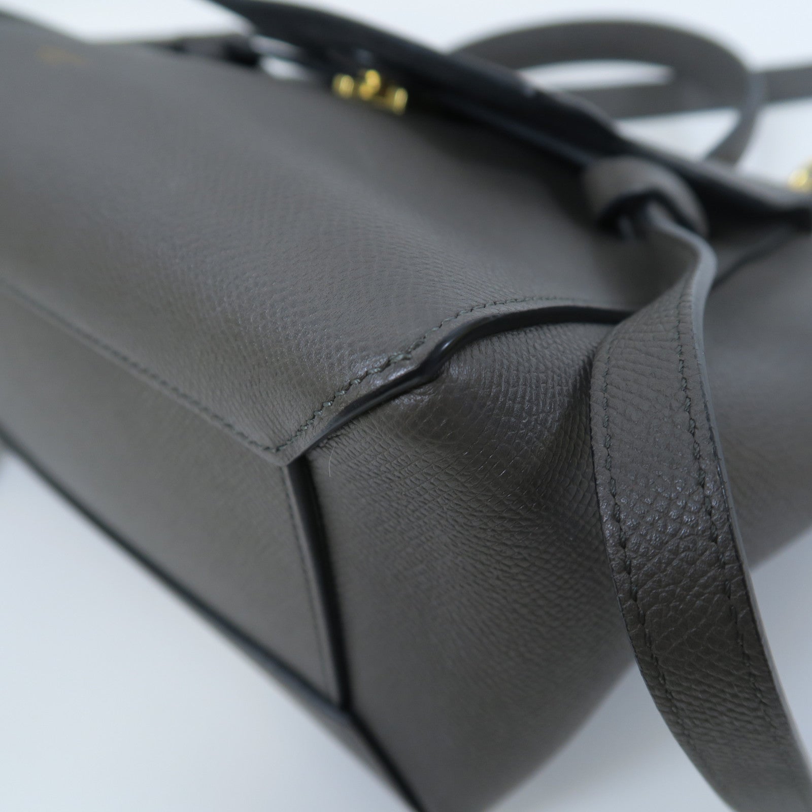 CELINE 牛皮皮革Belt Bag金扣手挽肩背兩用袋灰色