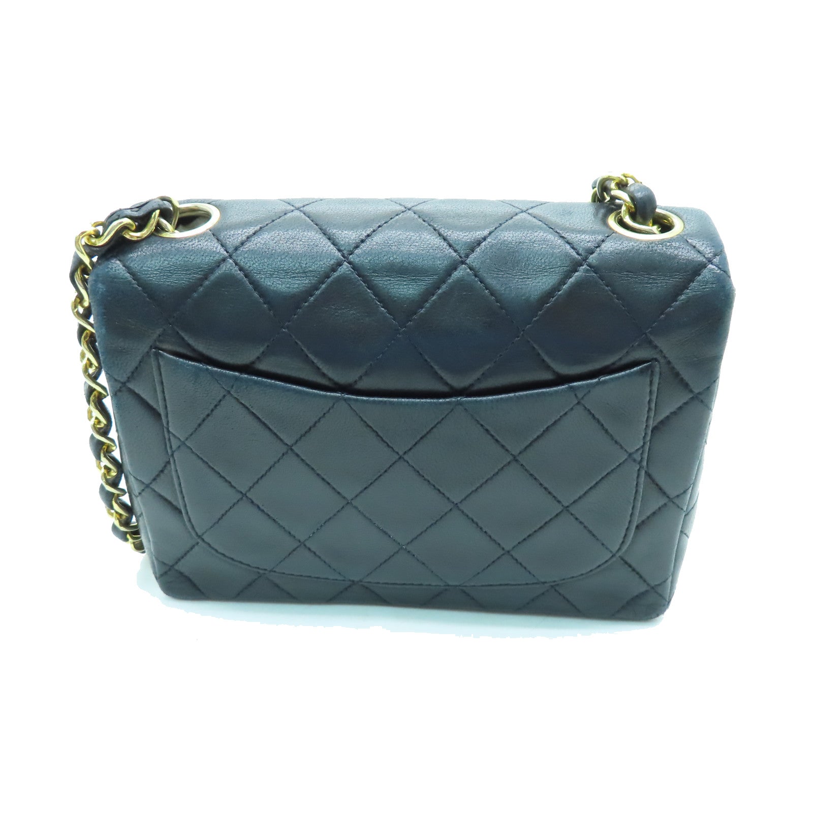 CHANEL 【激減優惠】菱格羊皮皮革Vintage Mini 17cm金扣鏈帶肩背袋黑色