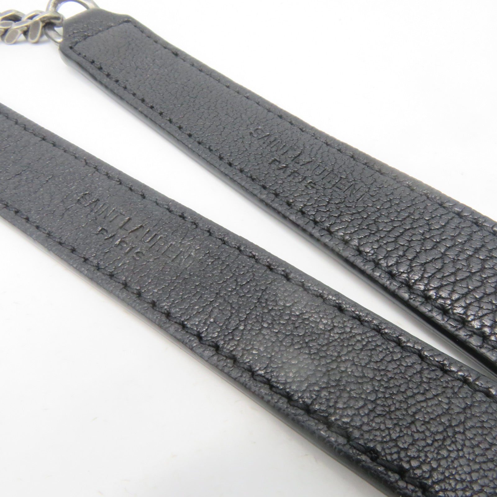 SAINT LAURENT 牛皮皮革2 way Shoulder銀扣鏈帶肩背袋黑色