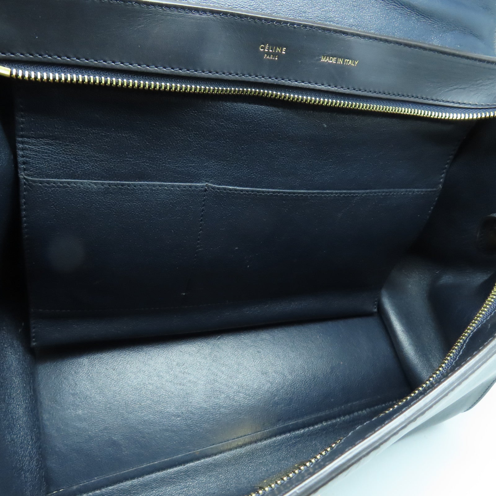 CELINE 牛皮皮革Trapeze金扣手挽肩背两用袋黑色/灰色