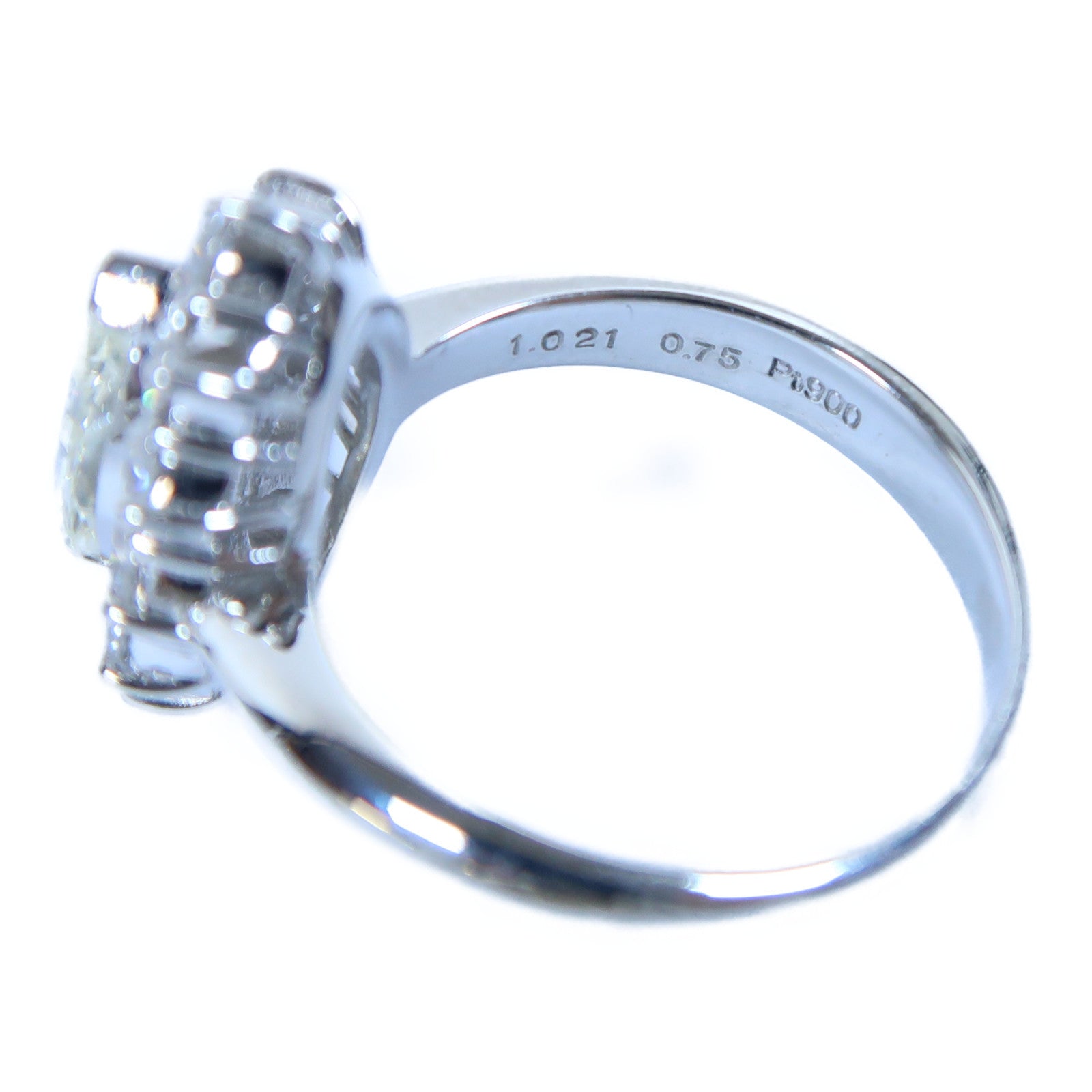 JEWELRY PT900鉑金Marquise Diamond Ring 0.75ct/1.021ct鑽石戒指US#5