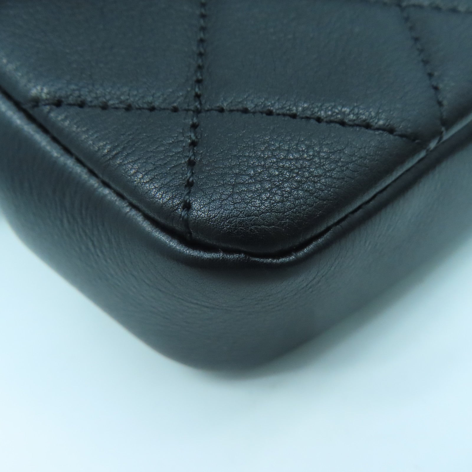 CHANEL rhombic cowhide leather Waist Bag gold buckle pocket black