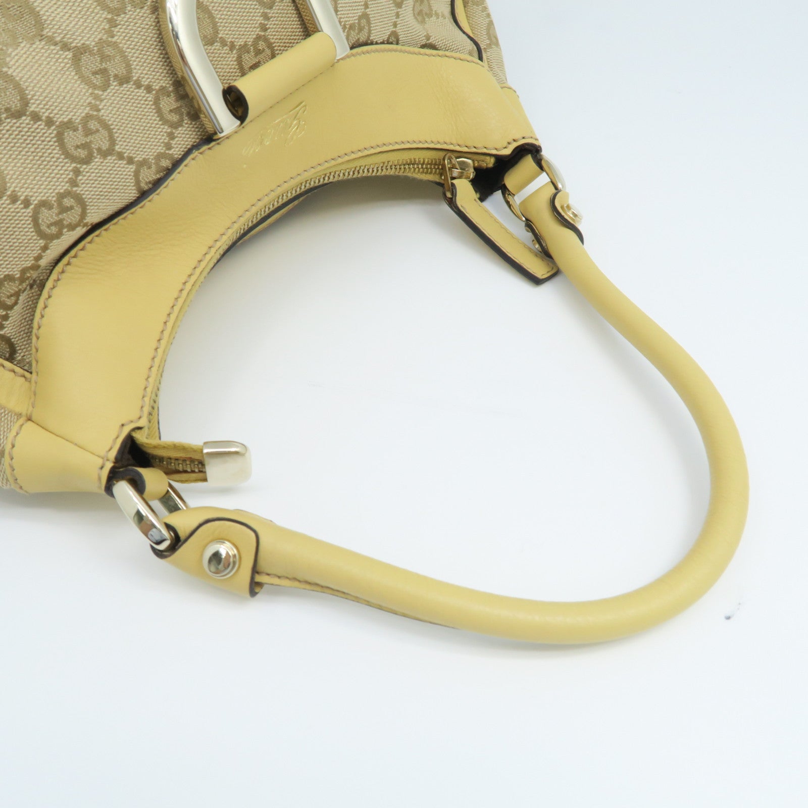 GUCCI canvas Shoulder Bag gold buckle shoulder bag brown
