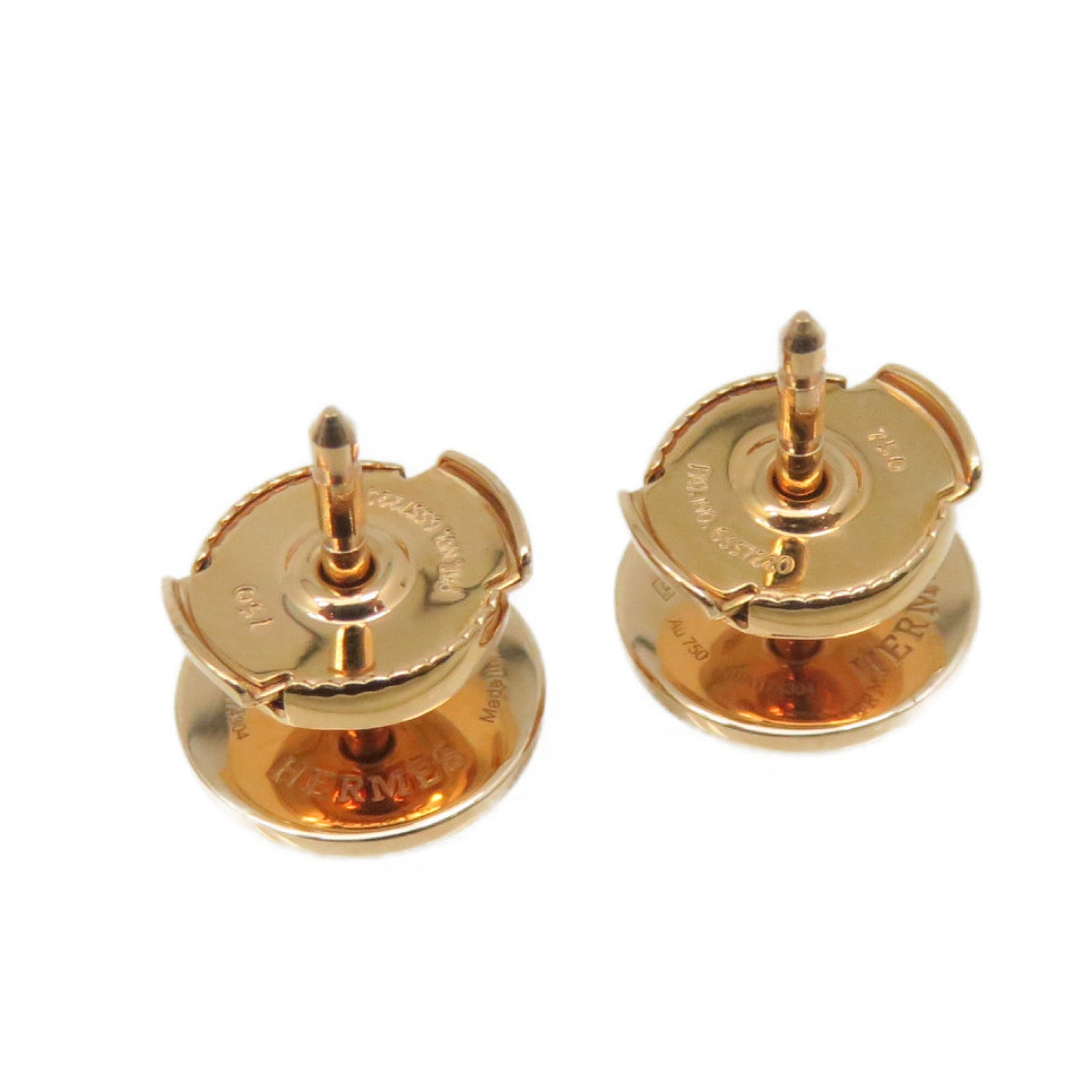 HERMES 18K Rose Gold Ex-Libris Earrings Gold