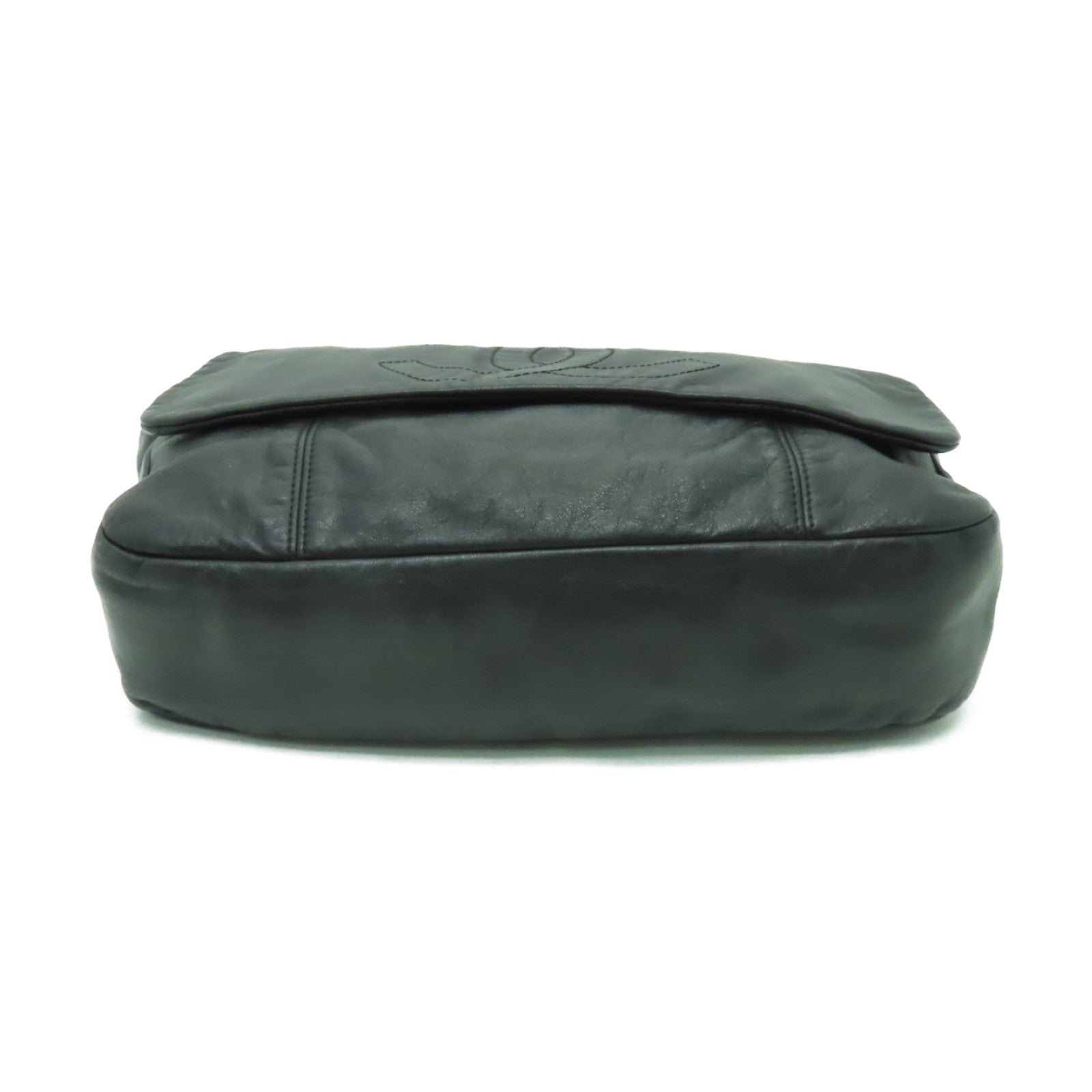 CHANEL 牛皮皮革Shoulder Bag銀扣鏈帶肩背袋黒色