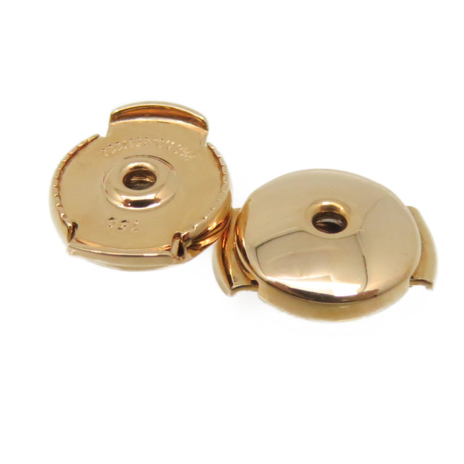 HERMES 18K Rose Gold Ex-Libris Earrings Gold