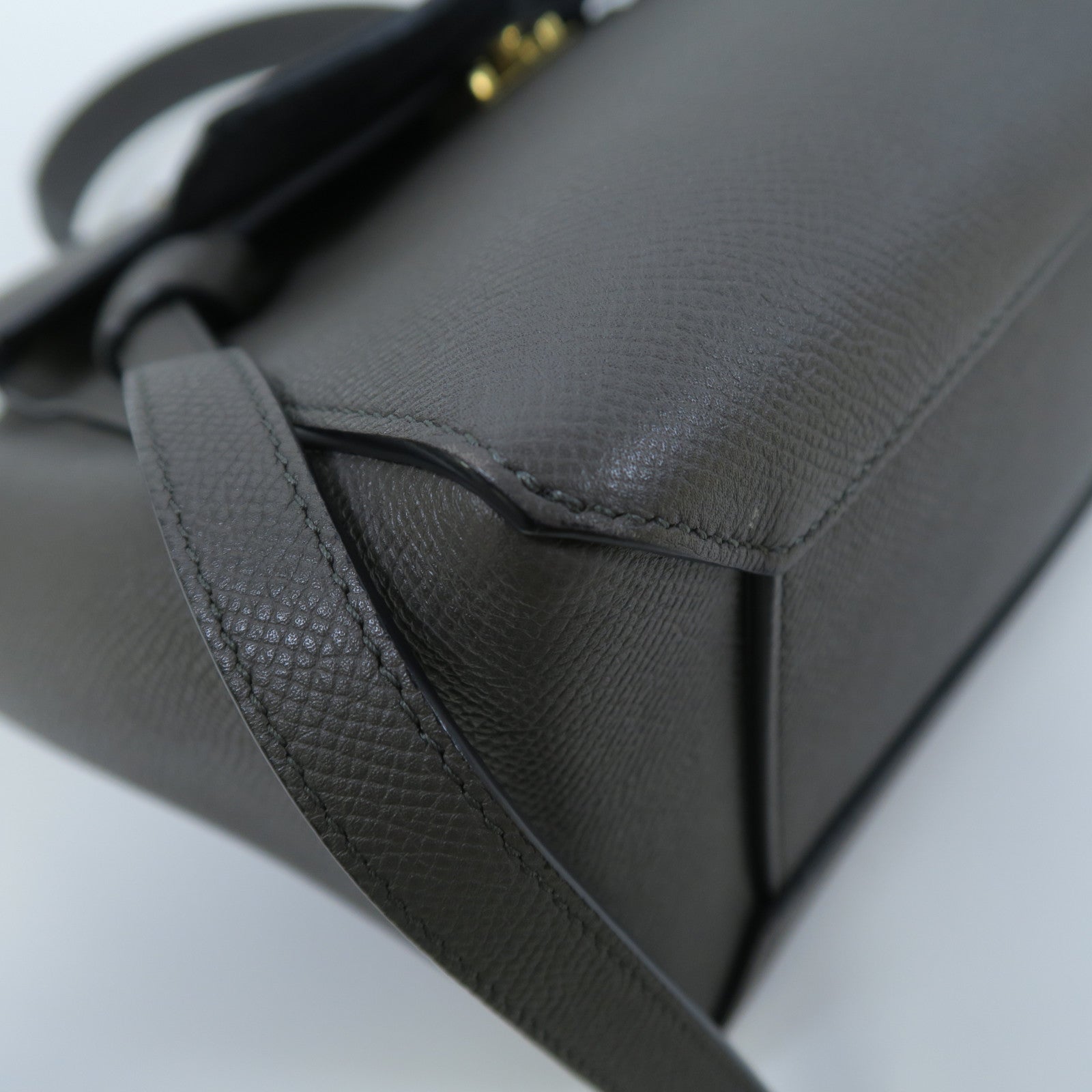 CELINE 牛皮皮革Belt Bag金扣手挽肩背兩用袋灰色