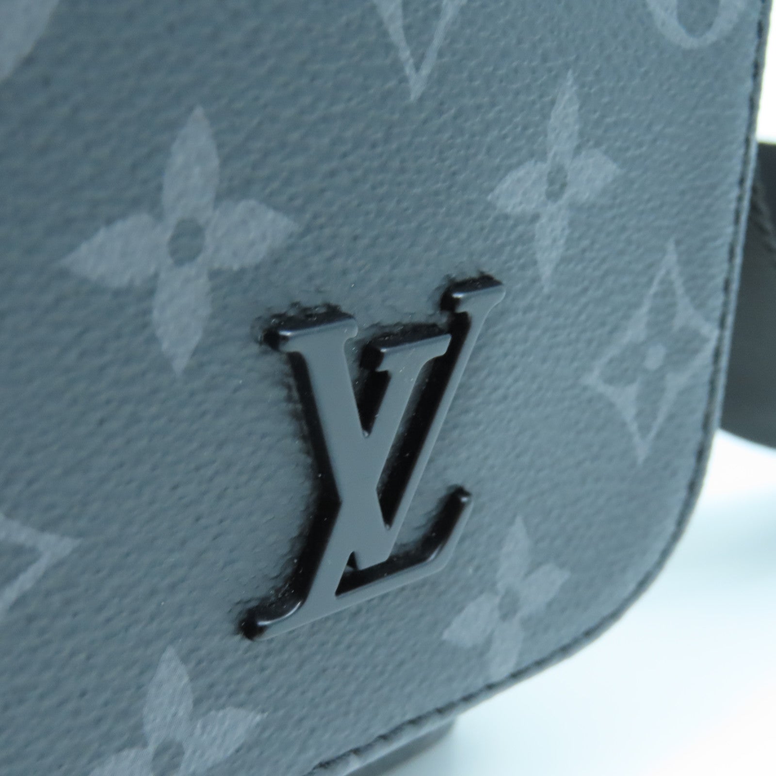 LOUIS VUITTON Monogram Eclipse District PM Silver Buckle Shoulder Bag Black/Gray