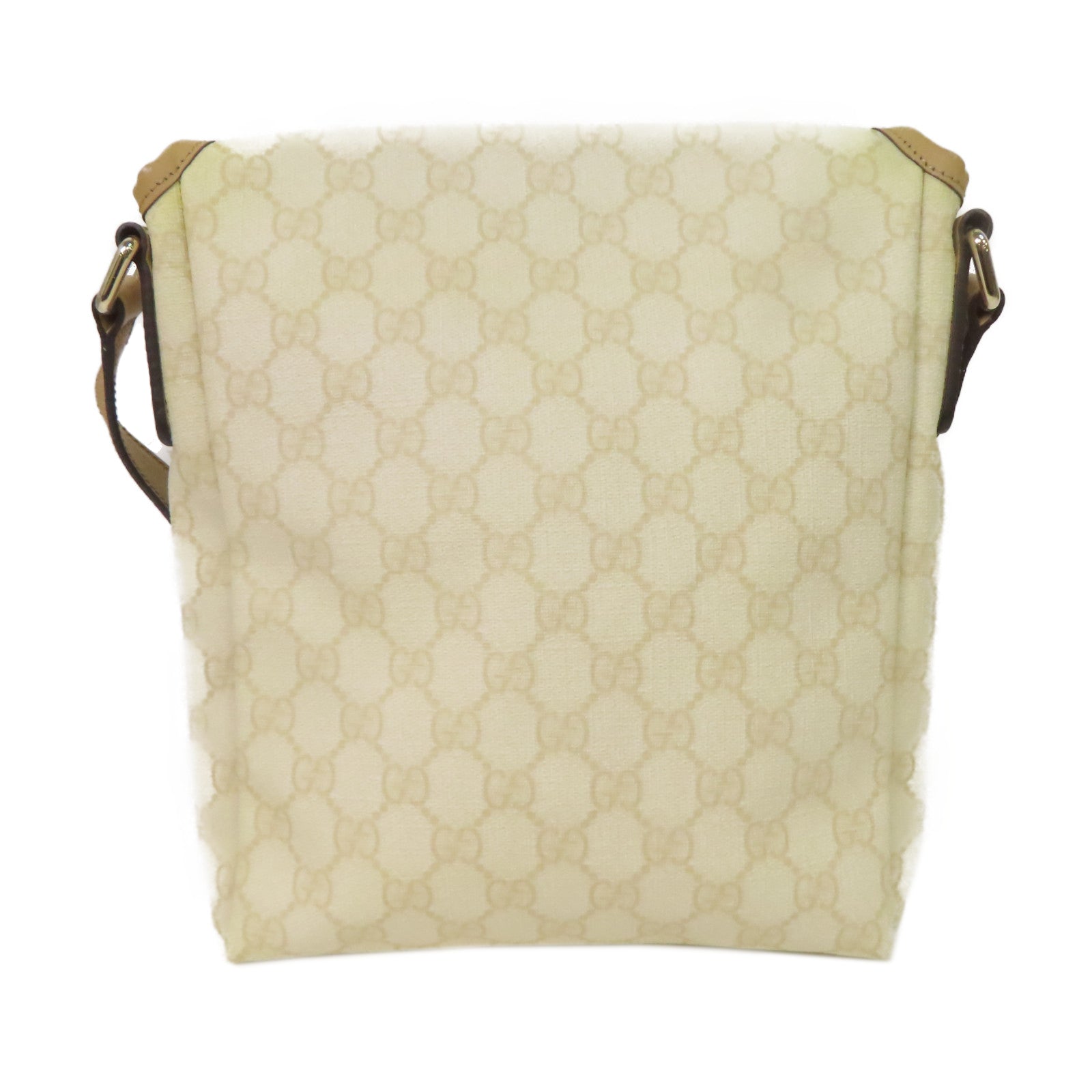 GUCCI 塗層帆布Shoulder Bag金扣肩背袋白色