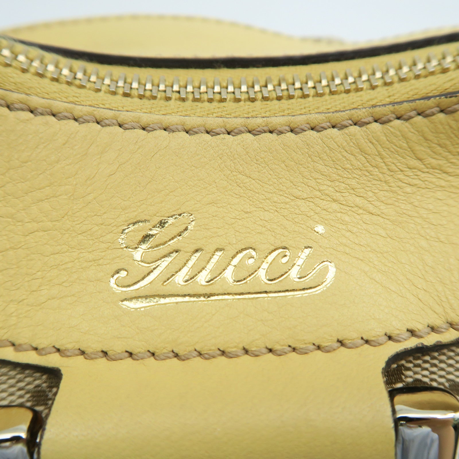 GUCCI canvas Shoulder Bag gold buckle shoulder bag brown