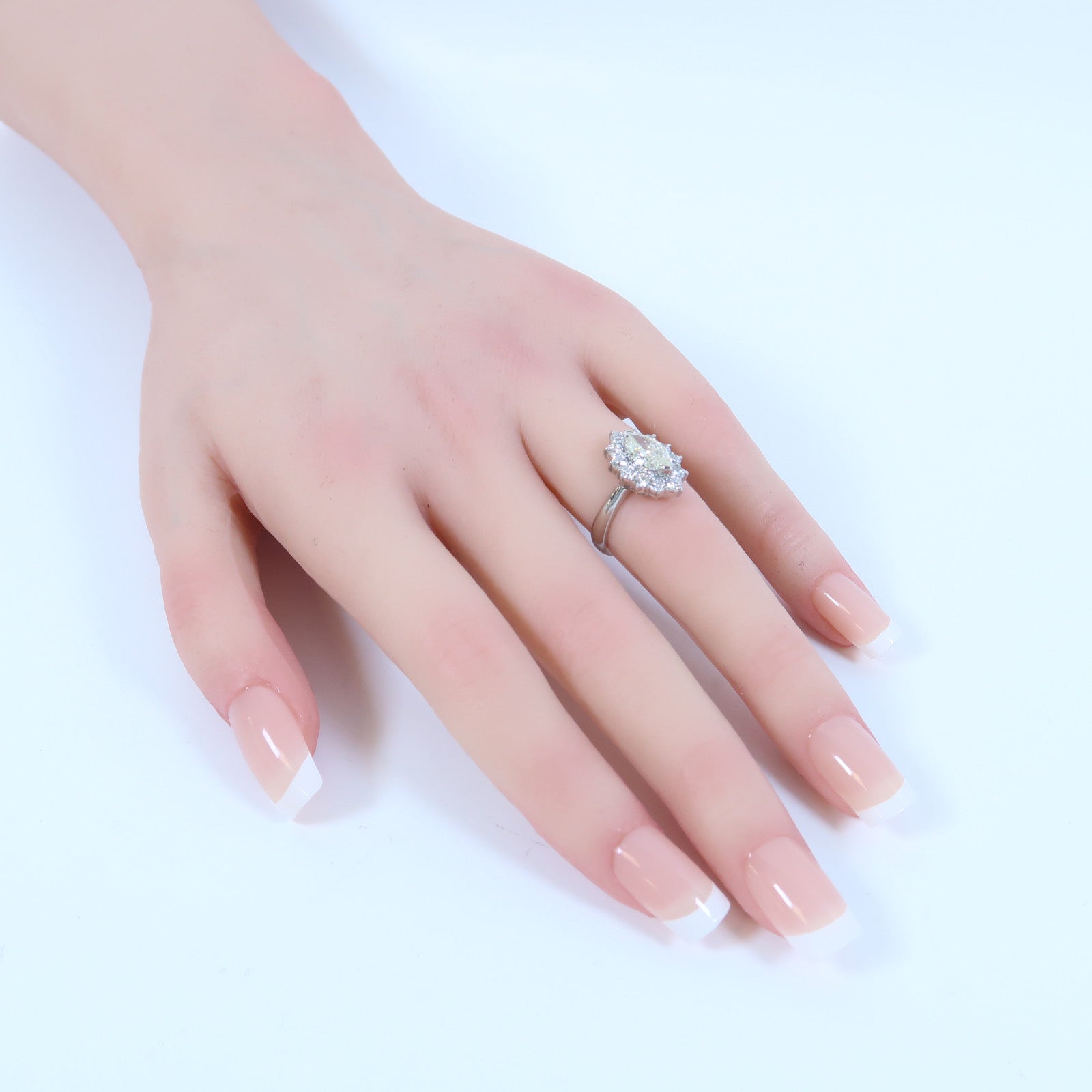 JEWELRY PT900鉑金Marquise Diamond Ring 0.75ct/1.021ct鑽石戒指US#5