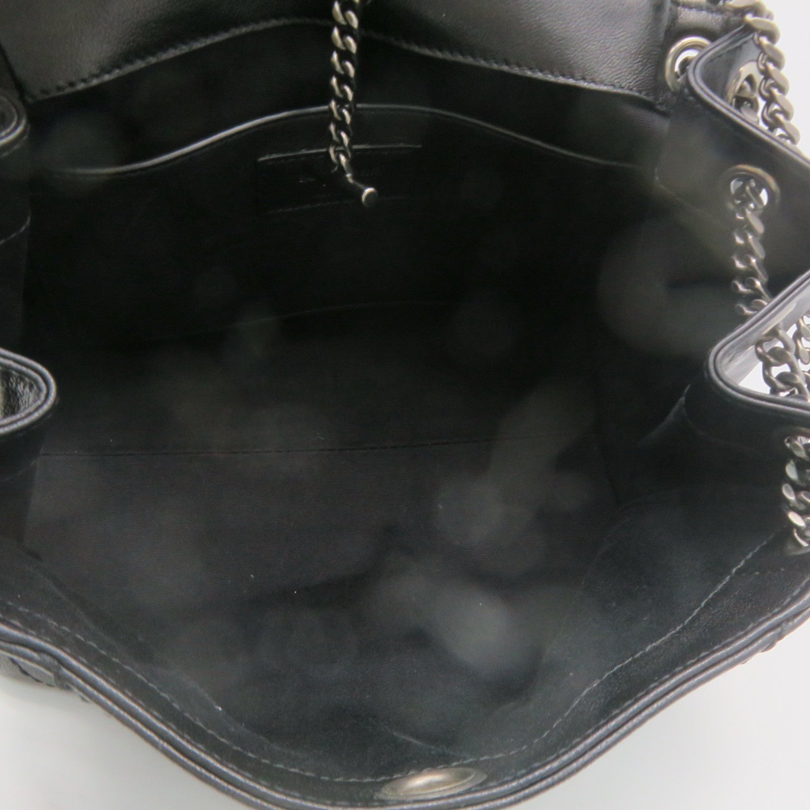 SAINT LAURENT 牛皮皮革2 way Shoulder銀扣鏈帶肩背袋黑色