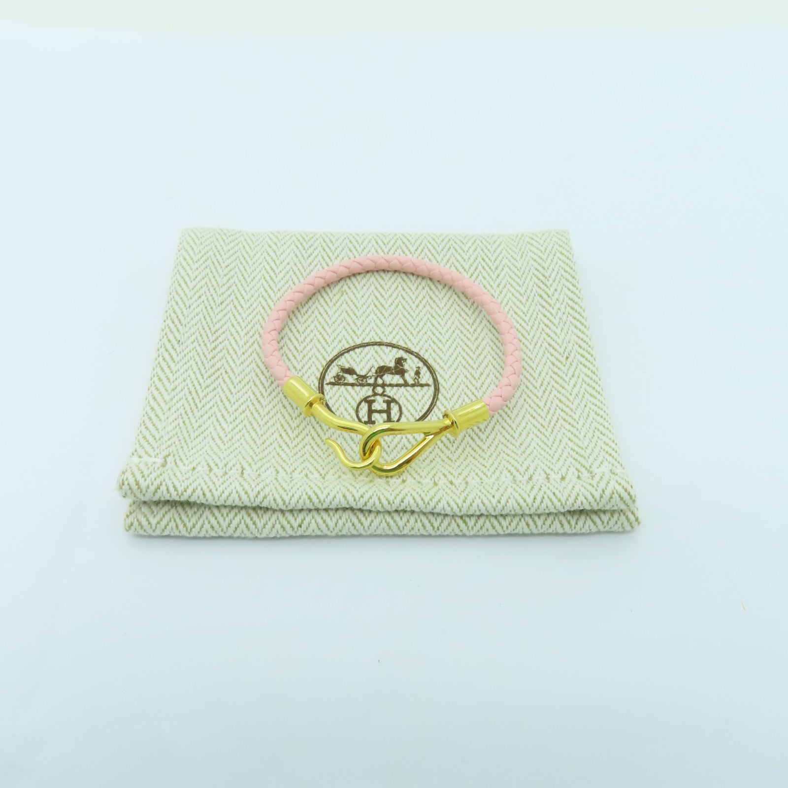 HERMES 【激減優惠】Swift皮革Jumbo Bracelet金扣手鐲粉紅色