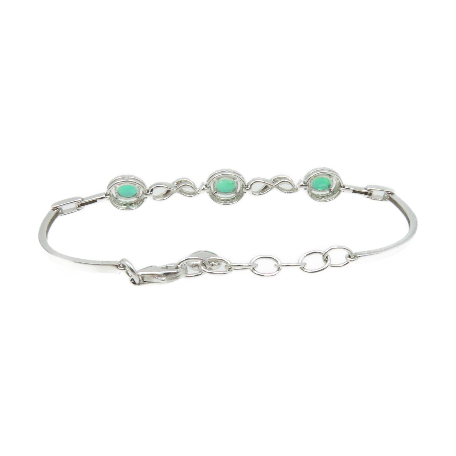 JEWELRY 18K白金Emerald Diamond Bracelet 0.90ct鑽石/0.43ct綠寶石手鏈