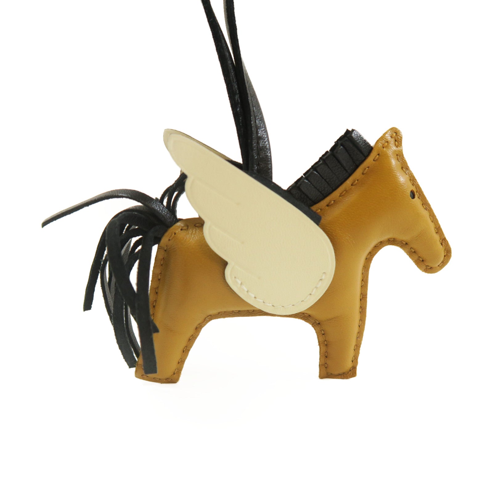 HERMES Swift皮革Rodeo Pegase PM掛飾啡色/米色/黑色