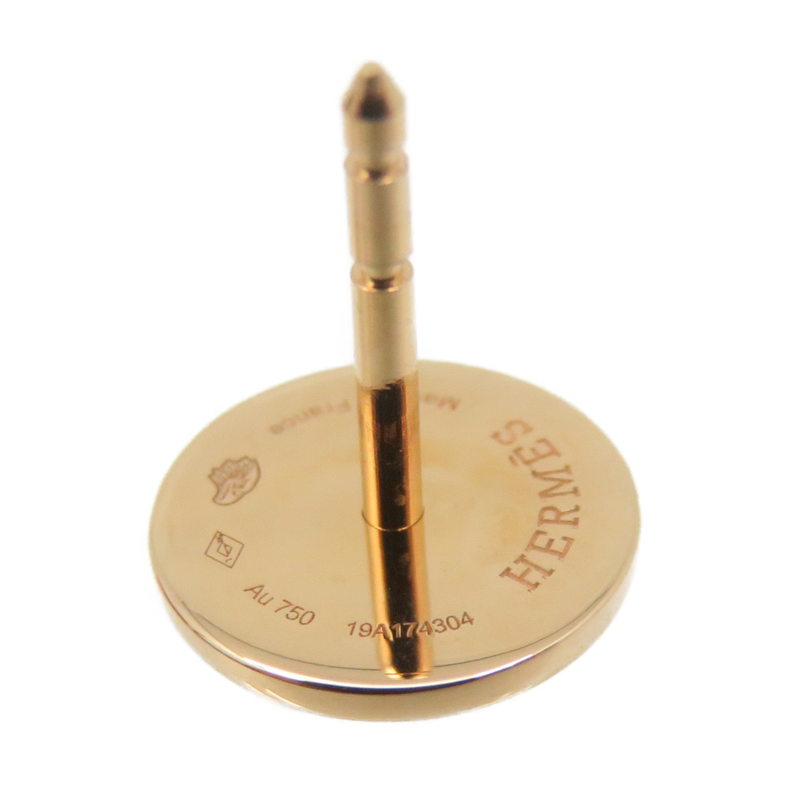 HERMES 18K Rose Gold Ex-Libris Earrings Gold