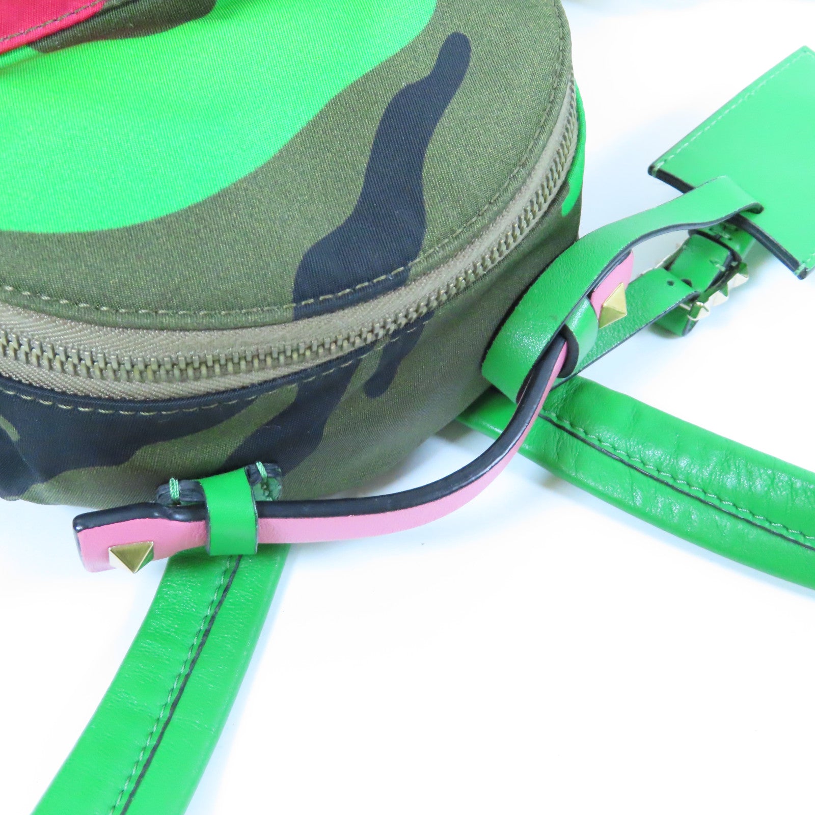 Valentino 帆布Rucksack金扣背包綠色