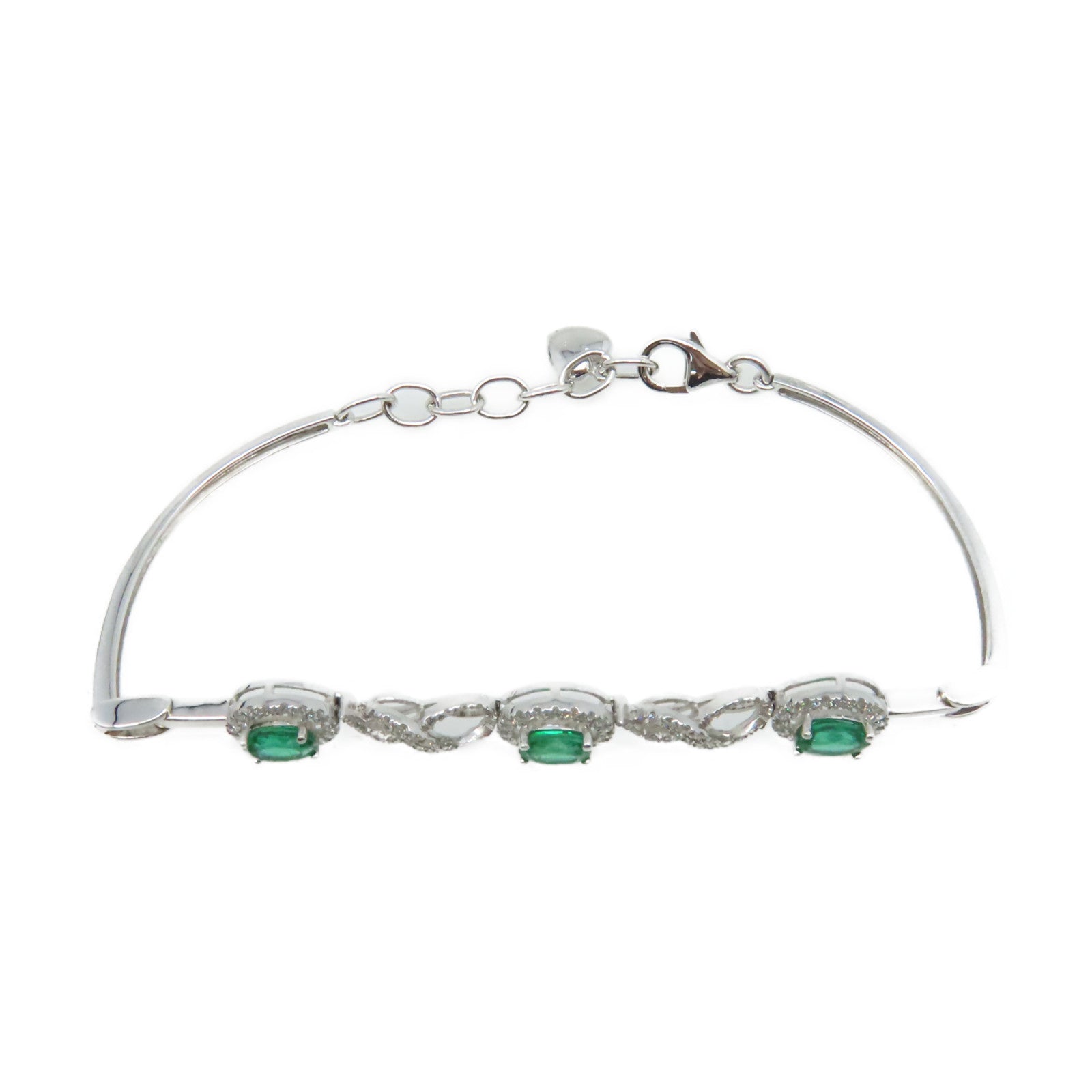 JEWELRY 18K白金Emerald Diamond Bracelet 0.90ct鑽石/0.43ct綠寶石手鏈