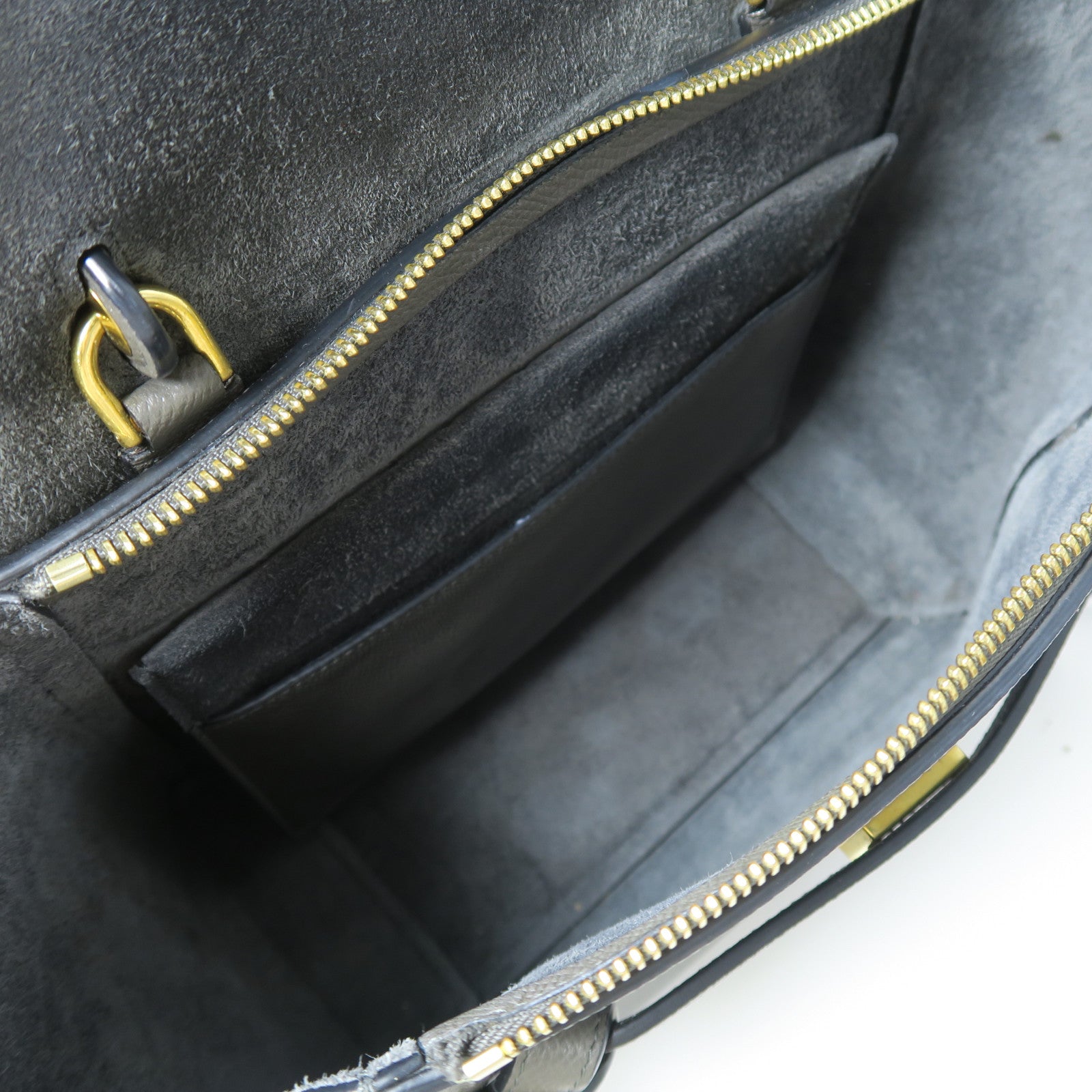 CELINE 牛皮皮革Belt Bag金扣手挽肩背兩用袋灰色