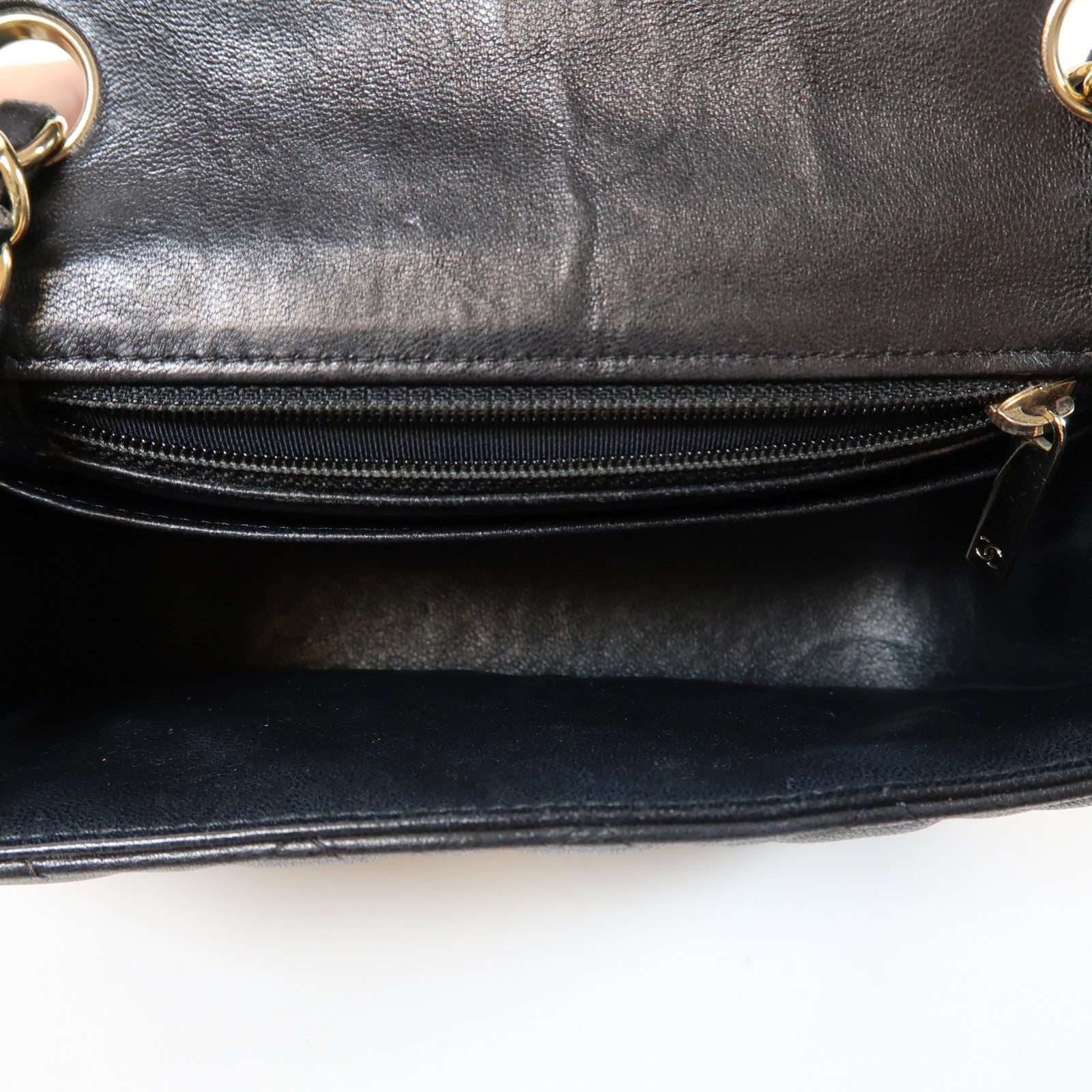 CHANEL 菱格羊皮皮革Chain Shoulder Bag金扣鏈帶肩背袋黑色