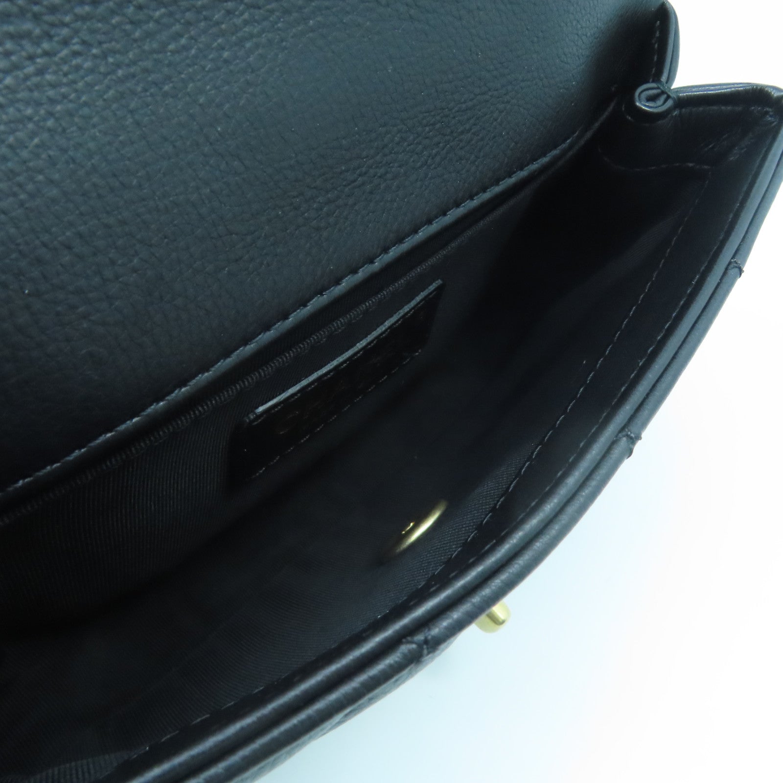 CHANEL rhombic cowhide leather Waist Bag gold buckle pocket black