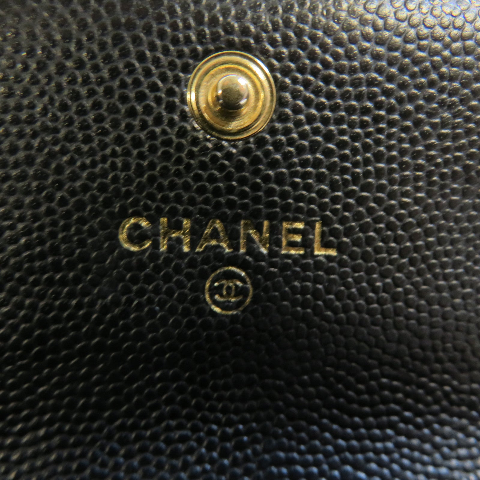 CHANEL 菱格牛皮皮革Card Case金扣卡片套黑色