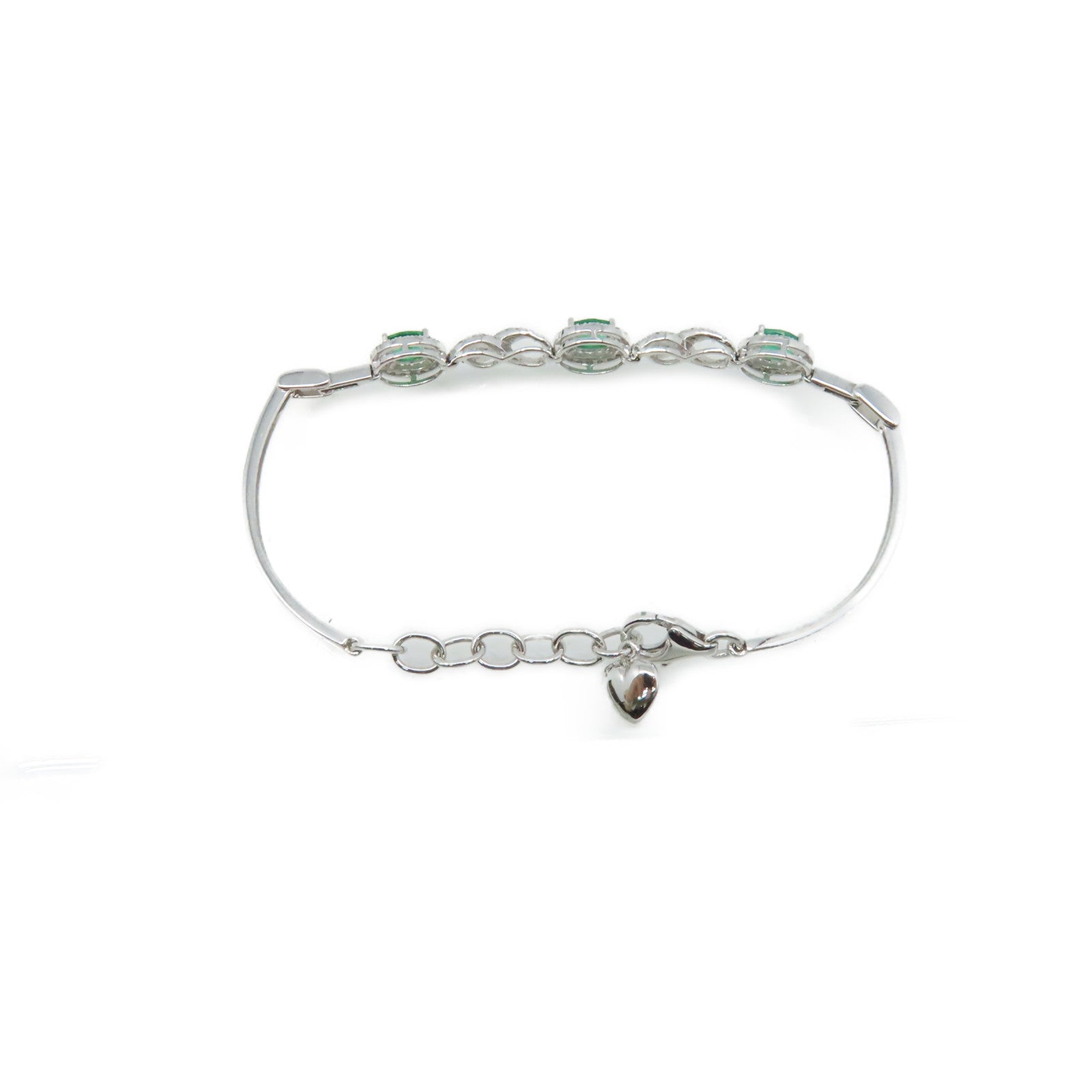 JEWELRY 18K白金Emerald Diamond Bracelet 0.90ct鑽石/0.43ct綠寶石手鏈