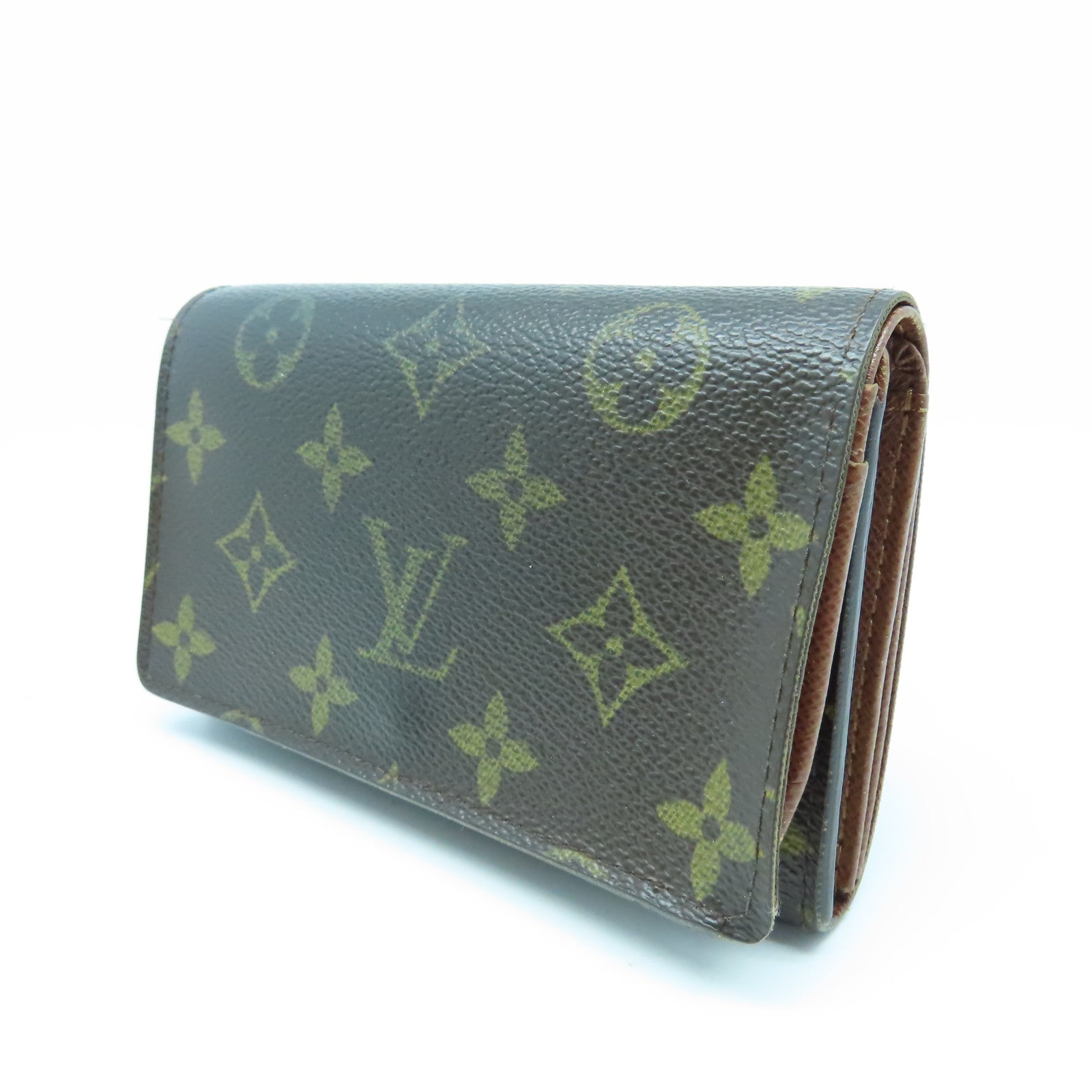 LOUIS VUITTON Monogram Porte Monoaie Vie Tresor金扣長錢包棕色