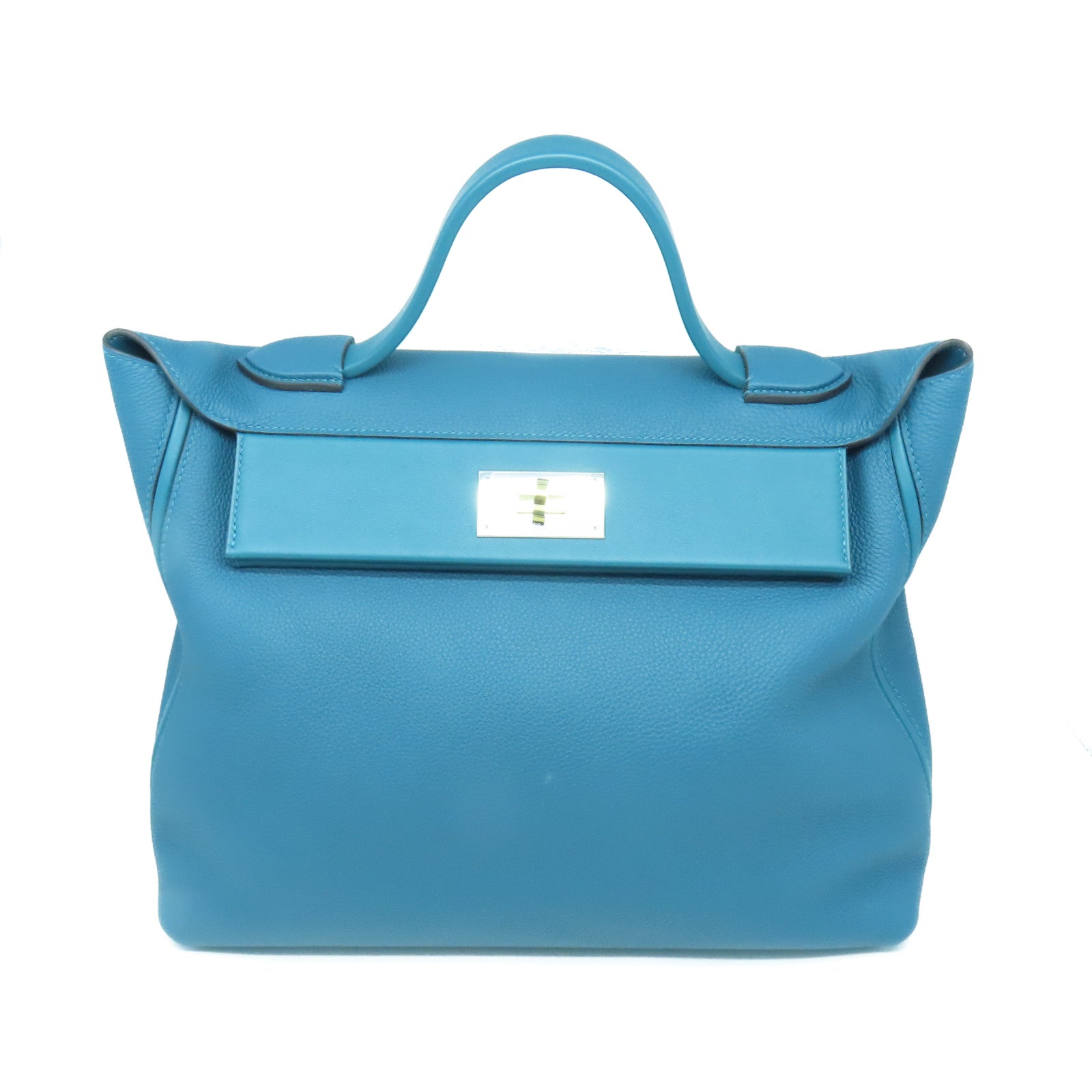 HERMES Evercolor皮革24/24 35cm银色/金色Colvert蓝色