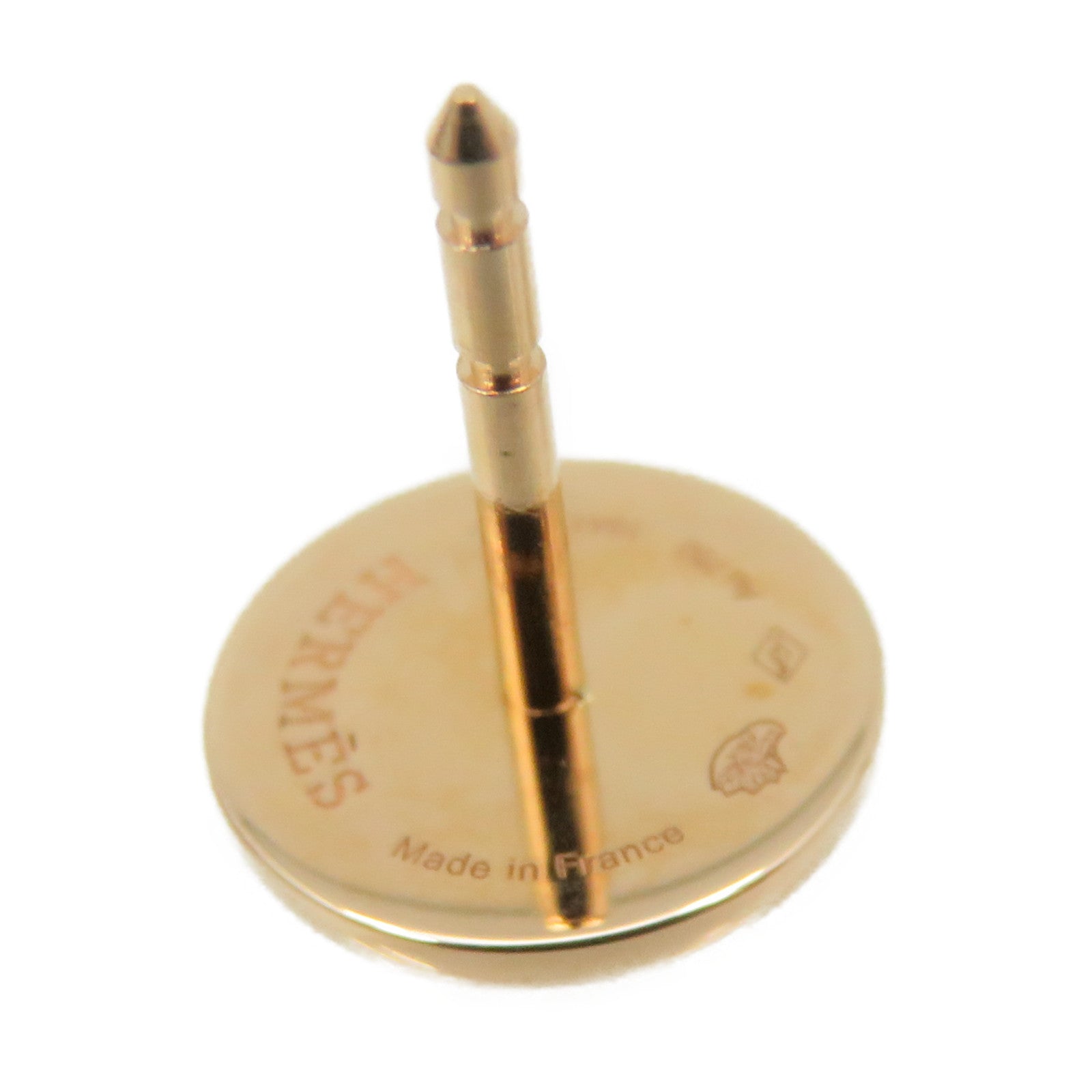 HERMES 18K Rose Gold Ex-Libris Earrings Gold