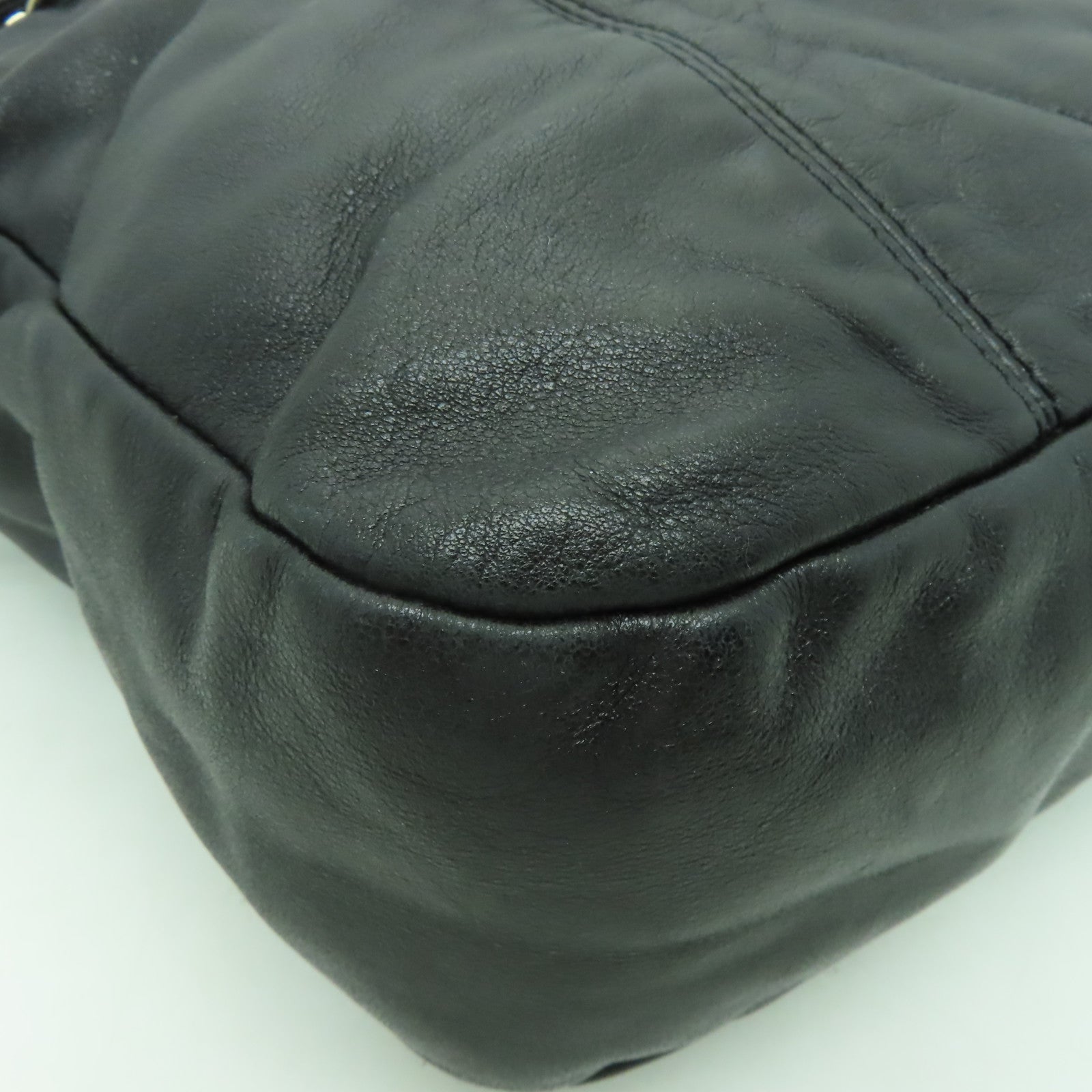 CHANEL 牛皮皮革Shoulder Bag銀扣鏈帶肩背袋黒色