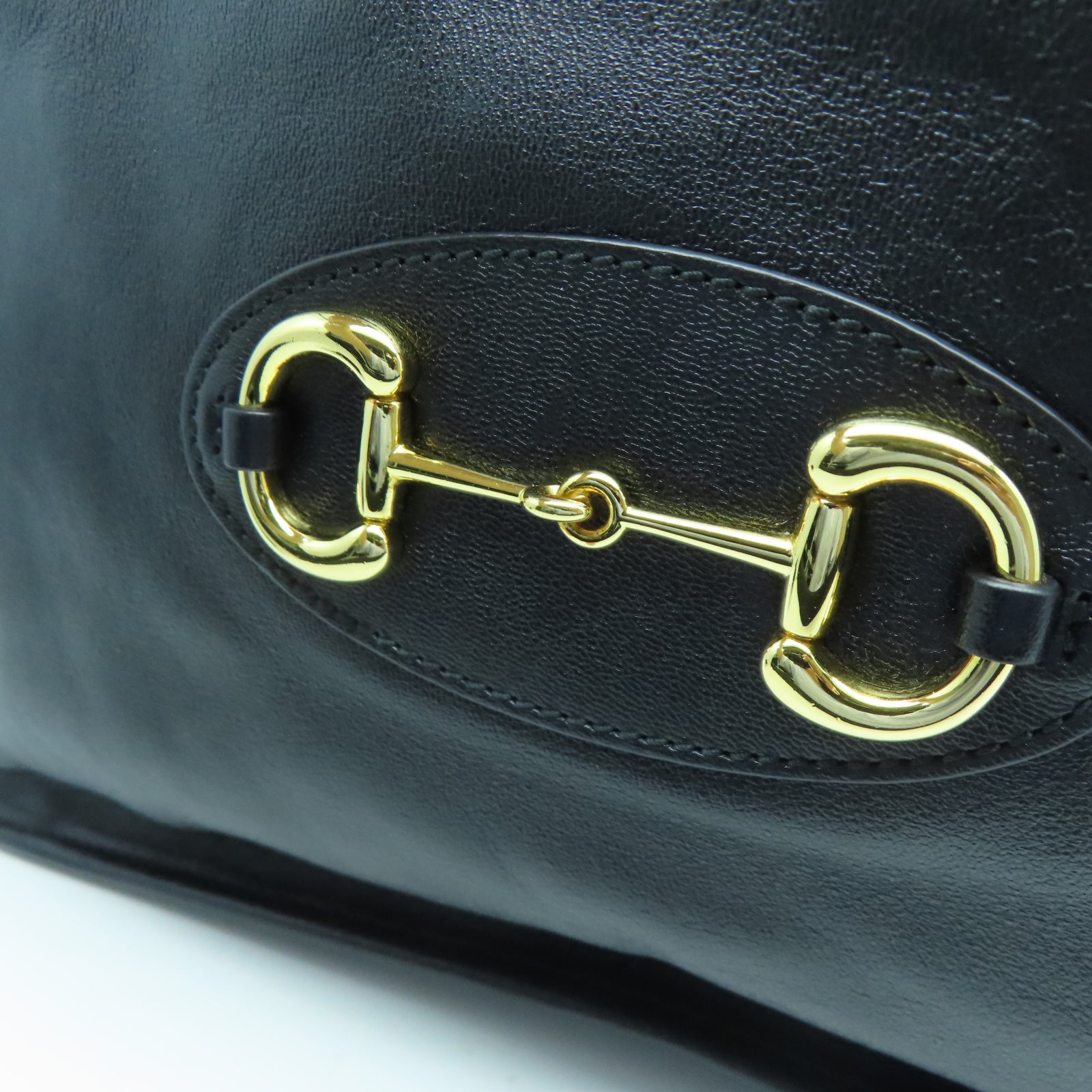 GUCCI 牛皮皮革Shoulder Tote金扣鏈帶手挽肩背兩用袋黑色