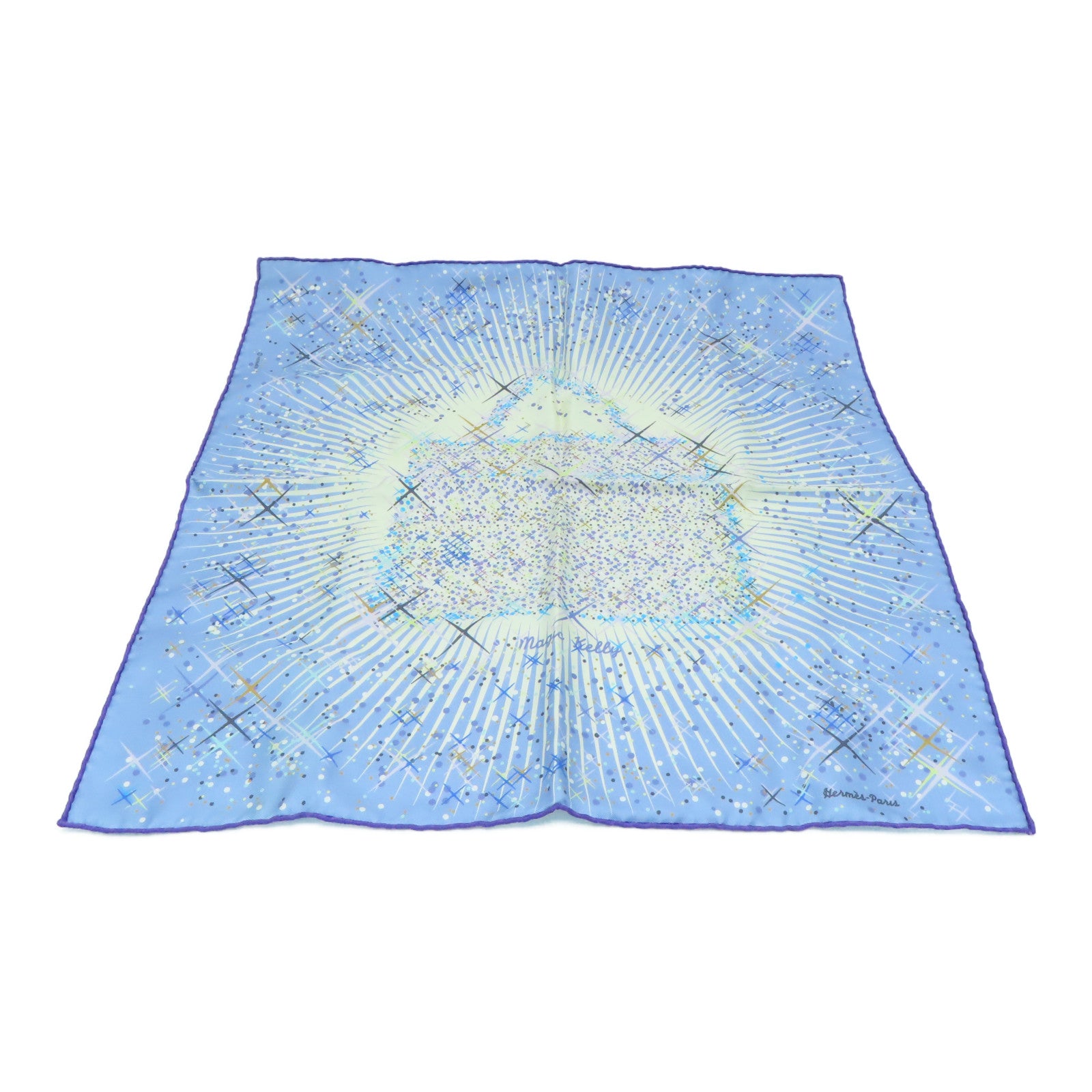HERMES 【激減優惠】絲質Scarf 40×40絲巾藍色
