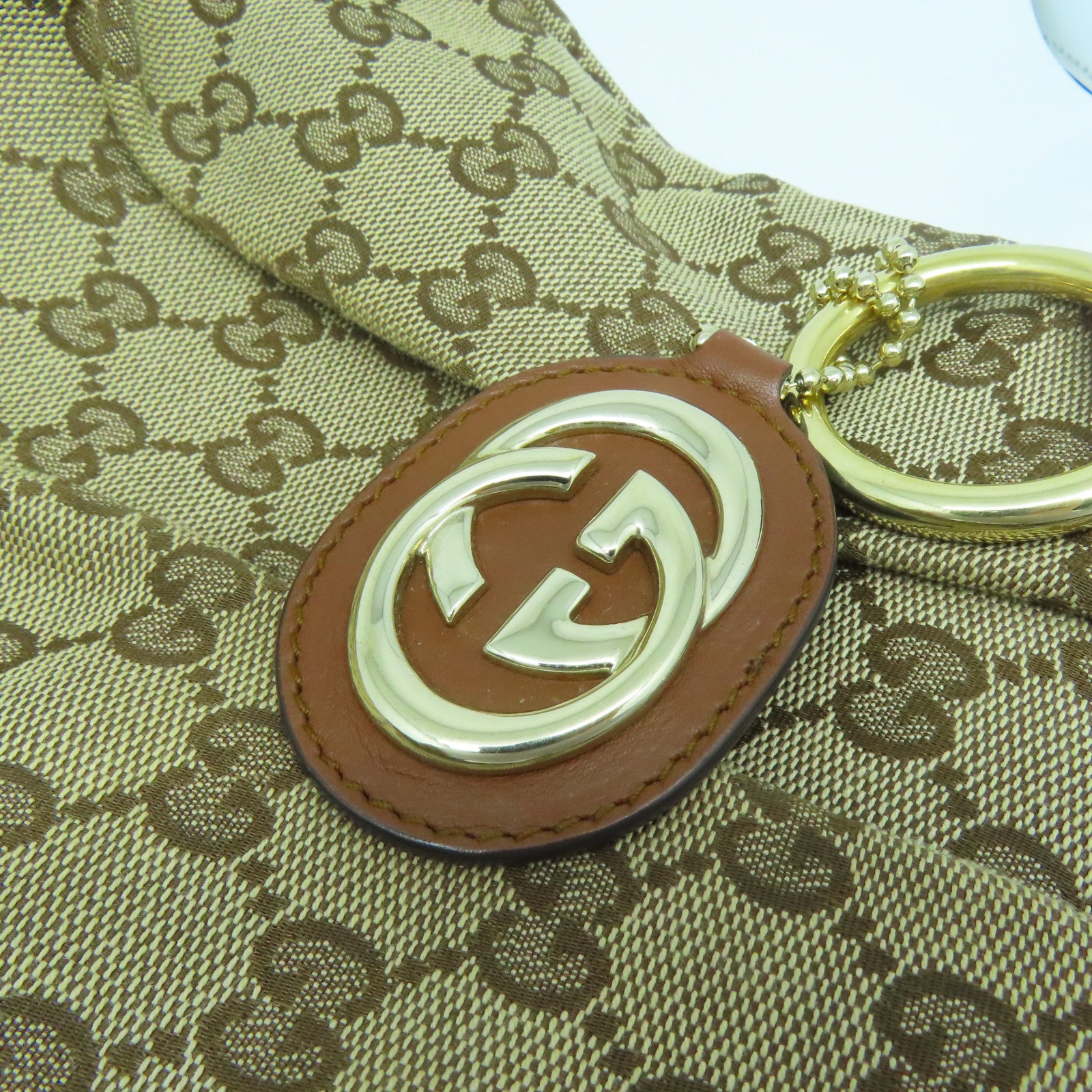 GUCCI 帆布Hand Bag金扣手挽袋啡色