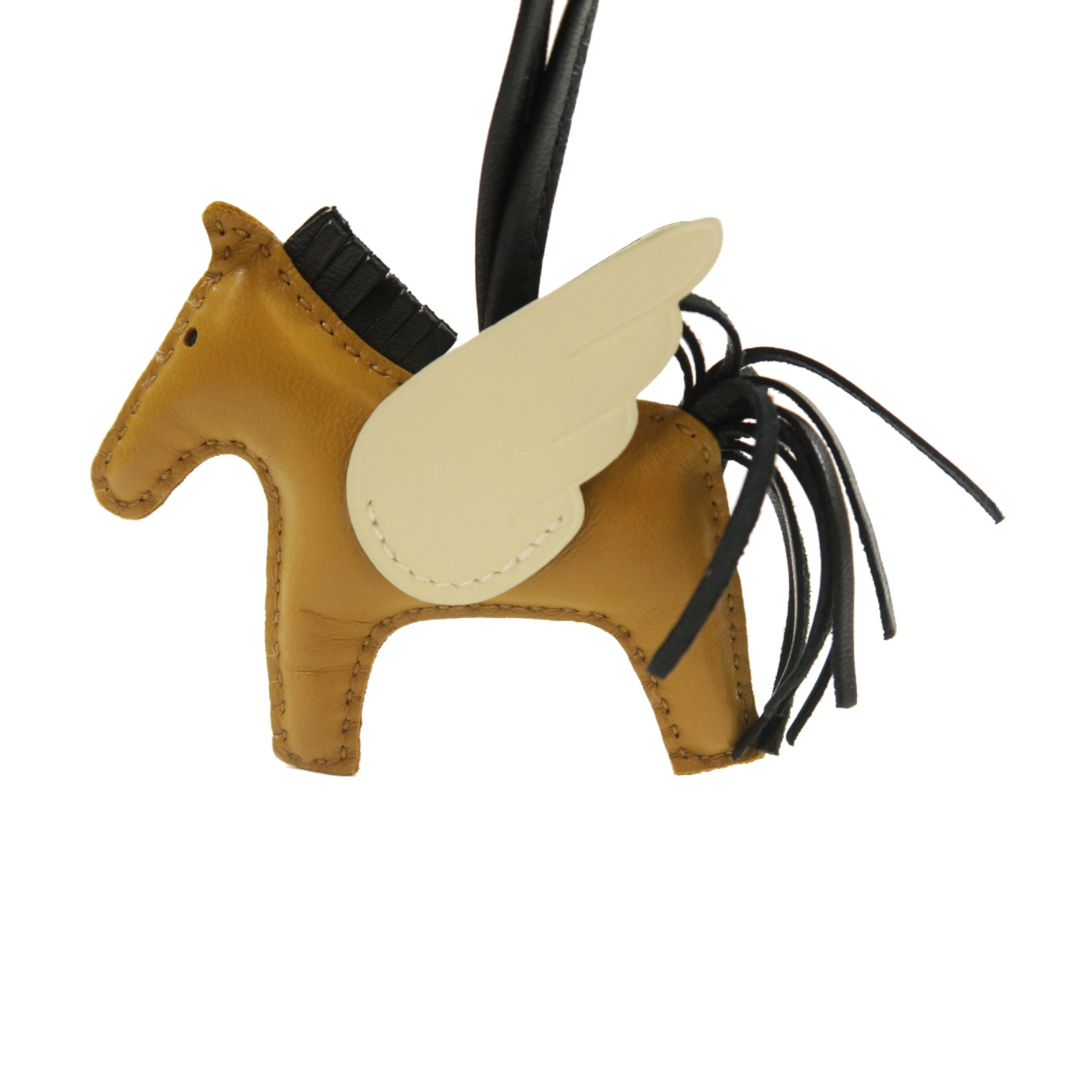 HERMES Swift皮革Rodeo Pegase PM掛飾啡色/米色/黑色