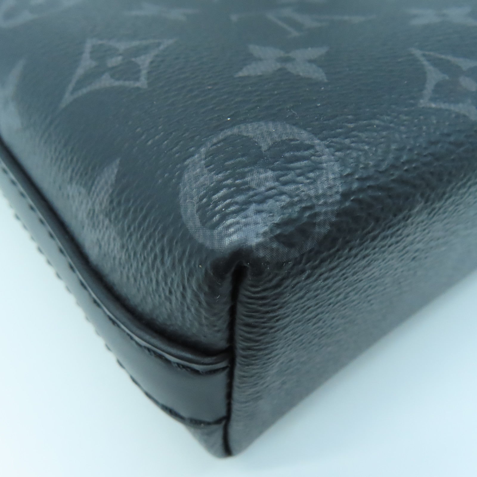 LOUIS VUITTON Monogram Eclipse District PM Silver Buckle Shoulder Bag Black/Gray