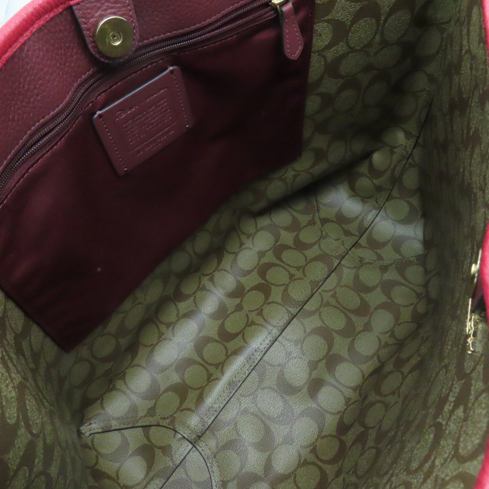 COACH 牛皮皮革Tote Bag肩背袋紅色
