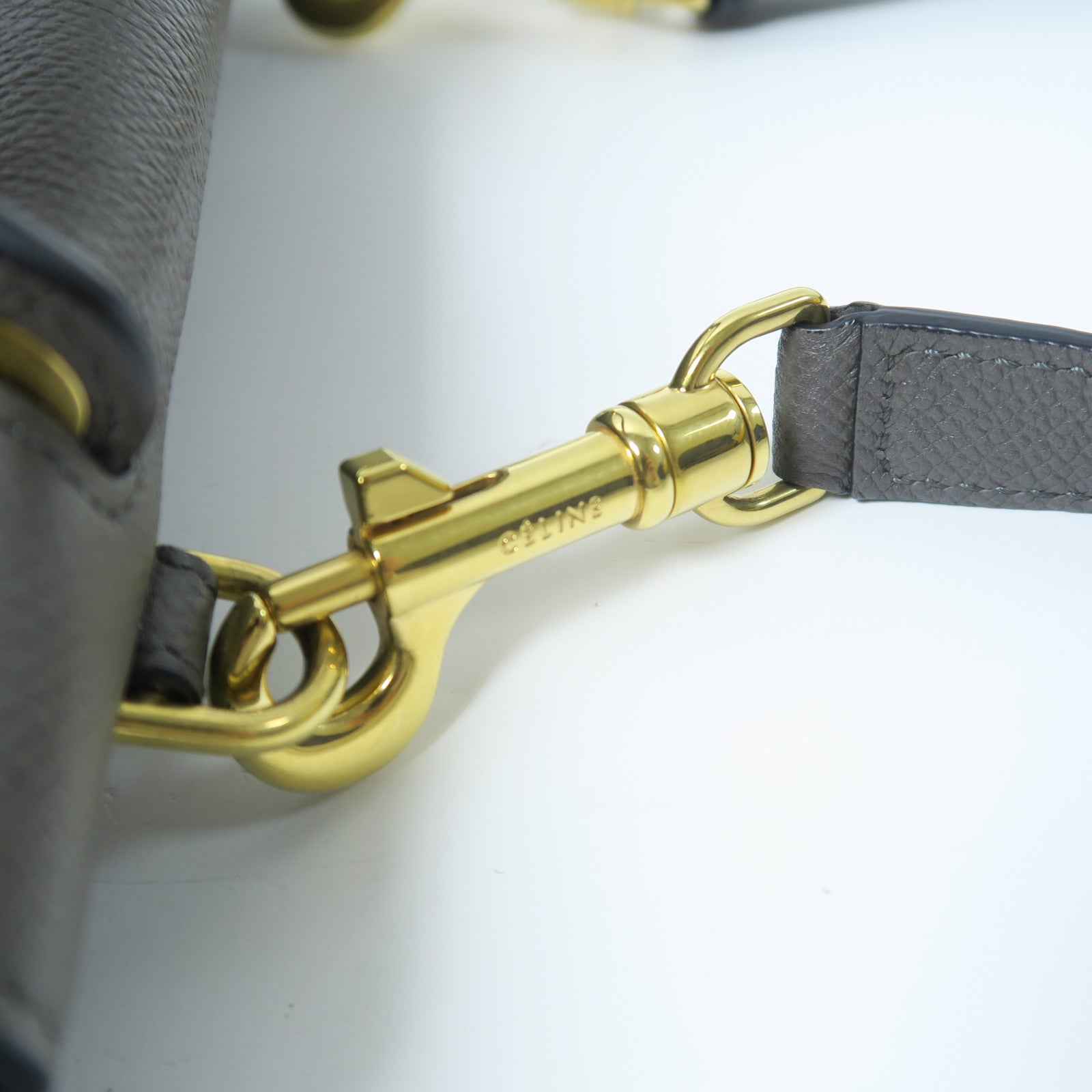 CELINE 牛皮皮革Belt Bag金扣手挽肩背兩用袋灰色