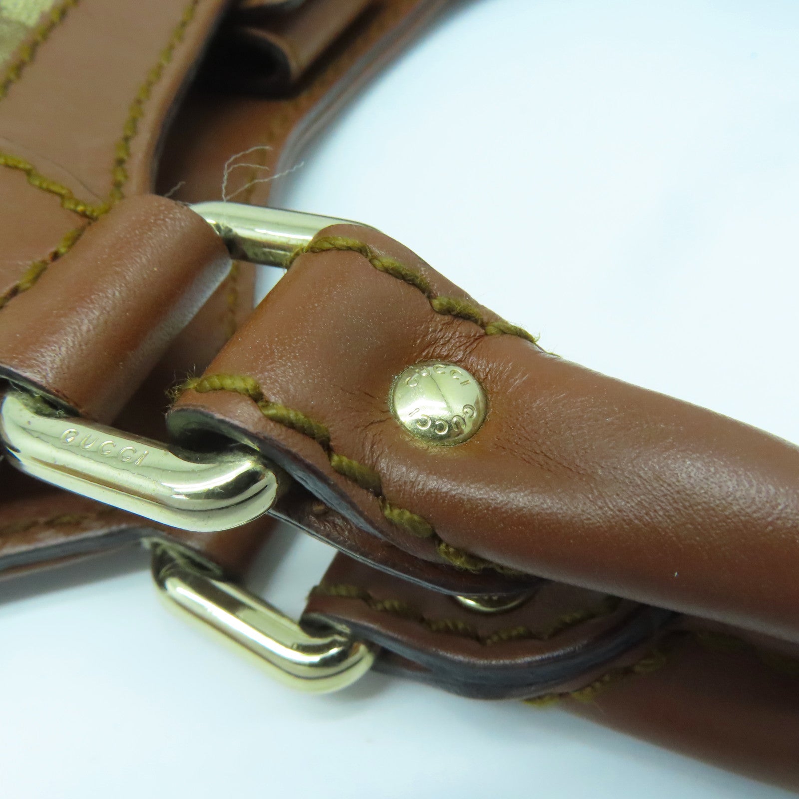 GUCCI 帆布Hand Bag金扣手挽袋啡色