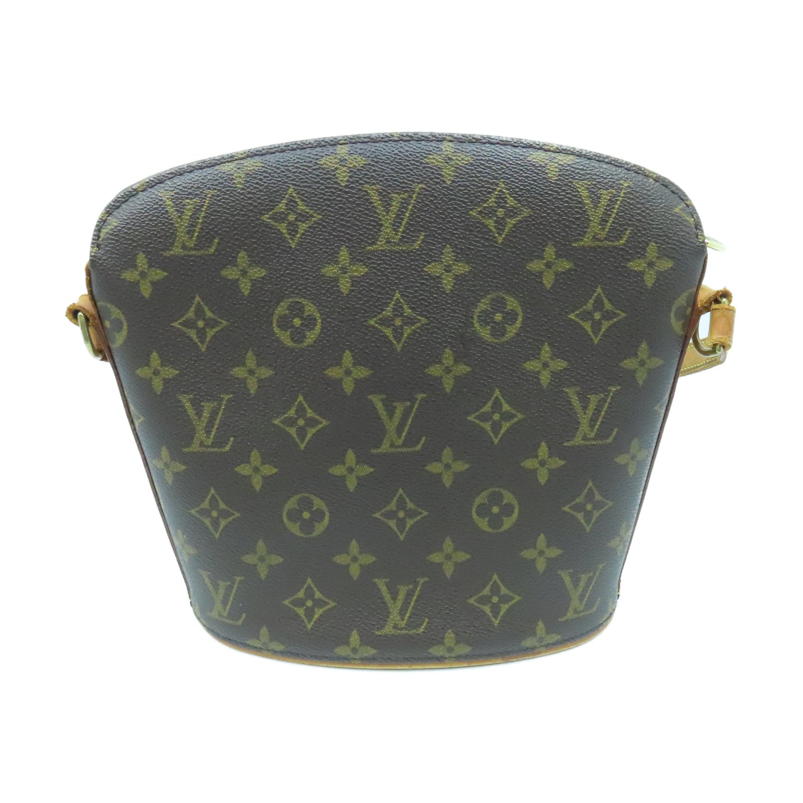 LOUIS VUITTON Monogram Drouot Gold Buckle Shoulder Bag Brown