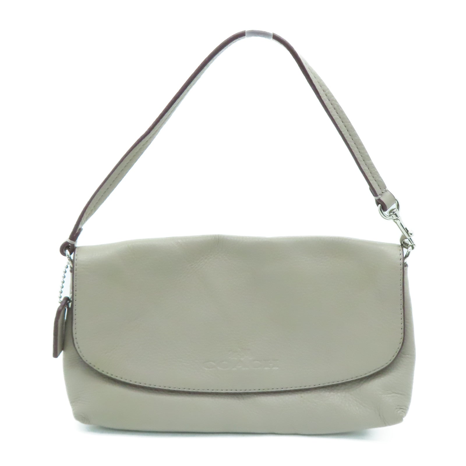 COACH 皮革Handbag銀扣手挽袋灰色