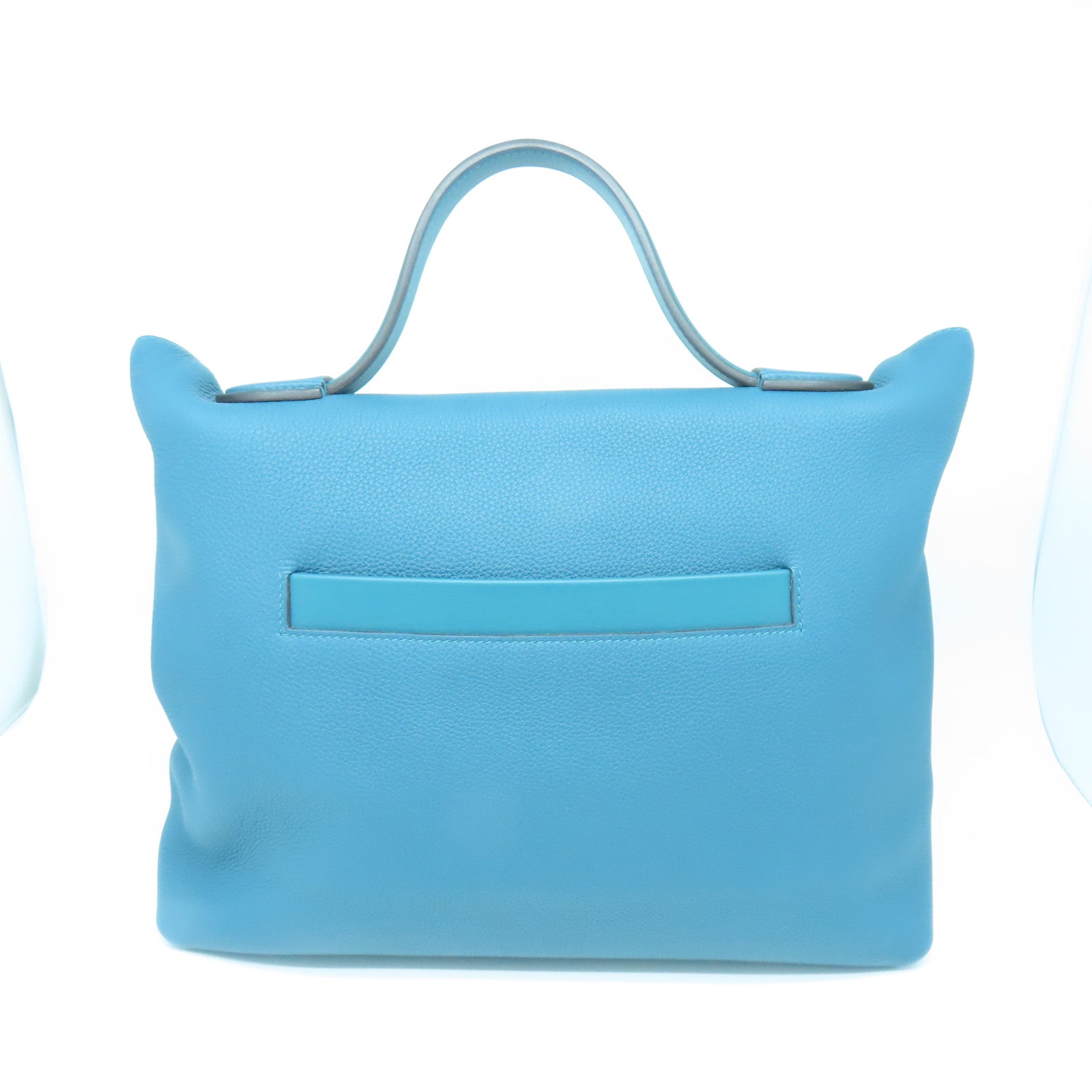 HERMES Evercolor皮革24/24 35cm银色/金色Colvert蓝色