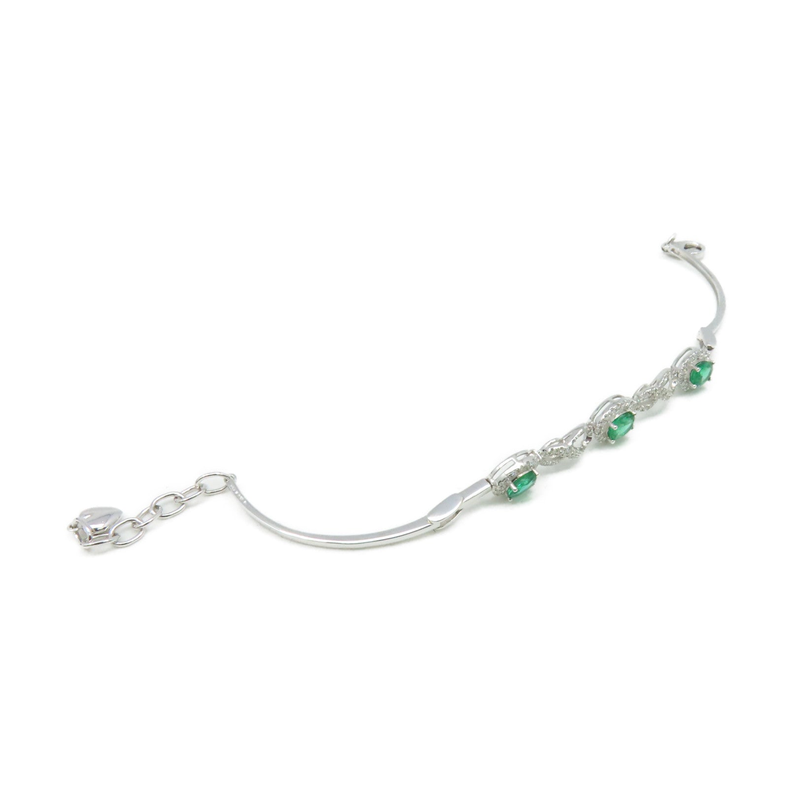 JEWELRY 18K白金Emerald Diamond Bracelet 0.90ct鑽石/0.43ct綠寶石手鏈