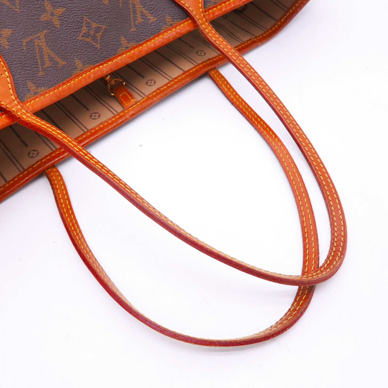 LOUIS VUITTON Monogram Neverfull MM金扣手挽袋棕色